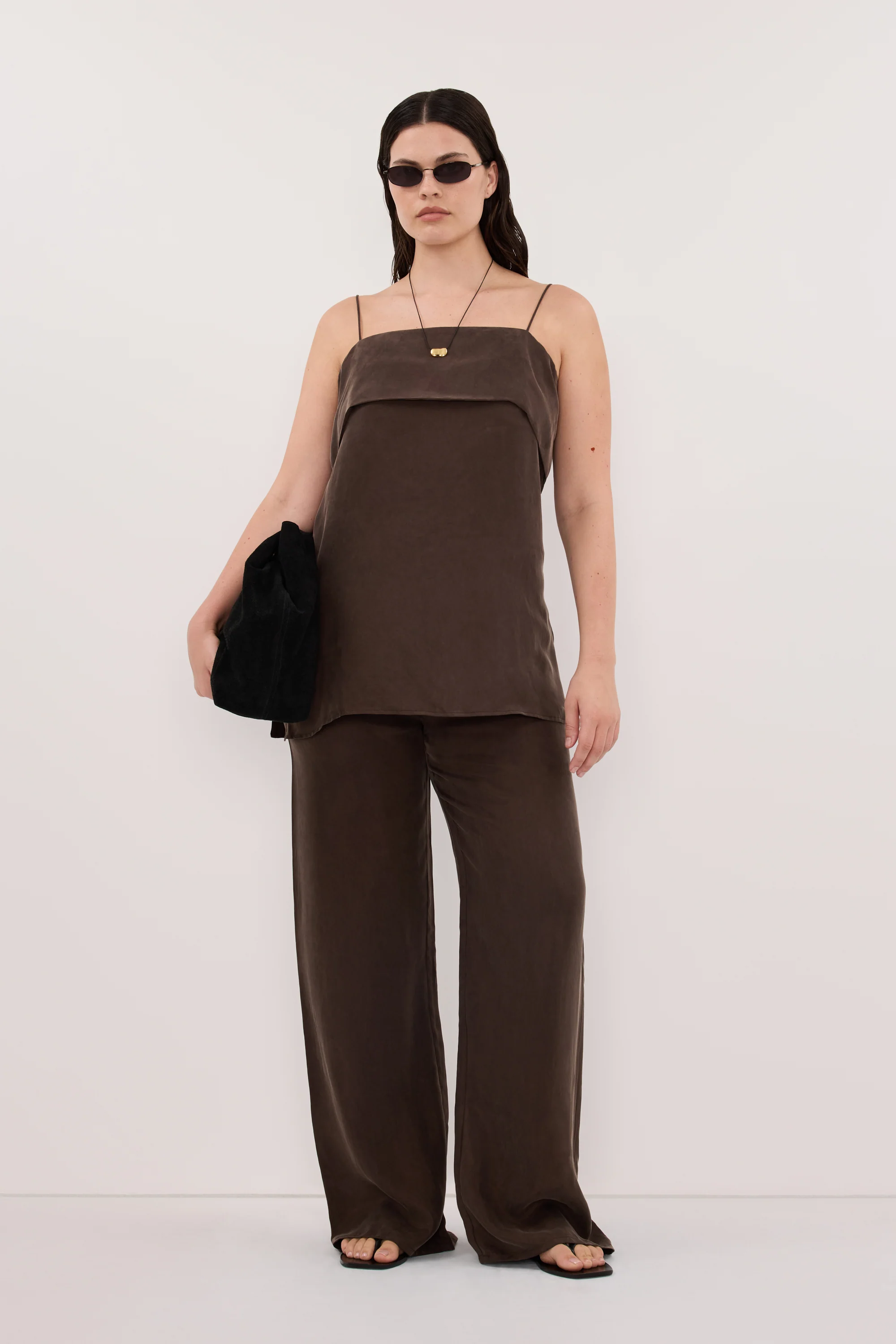 ADDIE BITTER CHOC CUPRO DRAWSTRING PANT - Image 6
