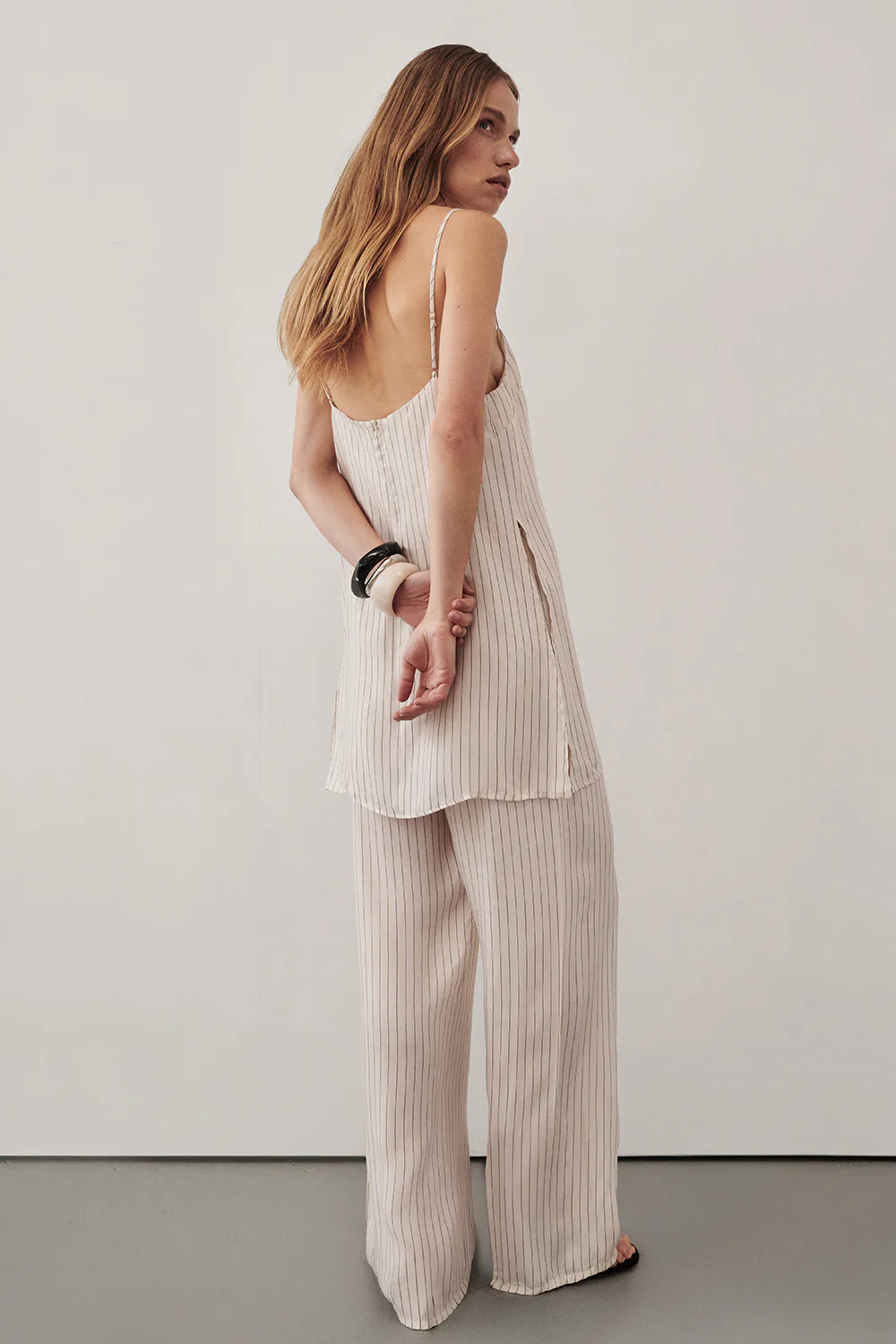 AMARA CREAM STRIPE CUPRO PANT