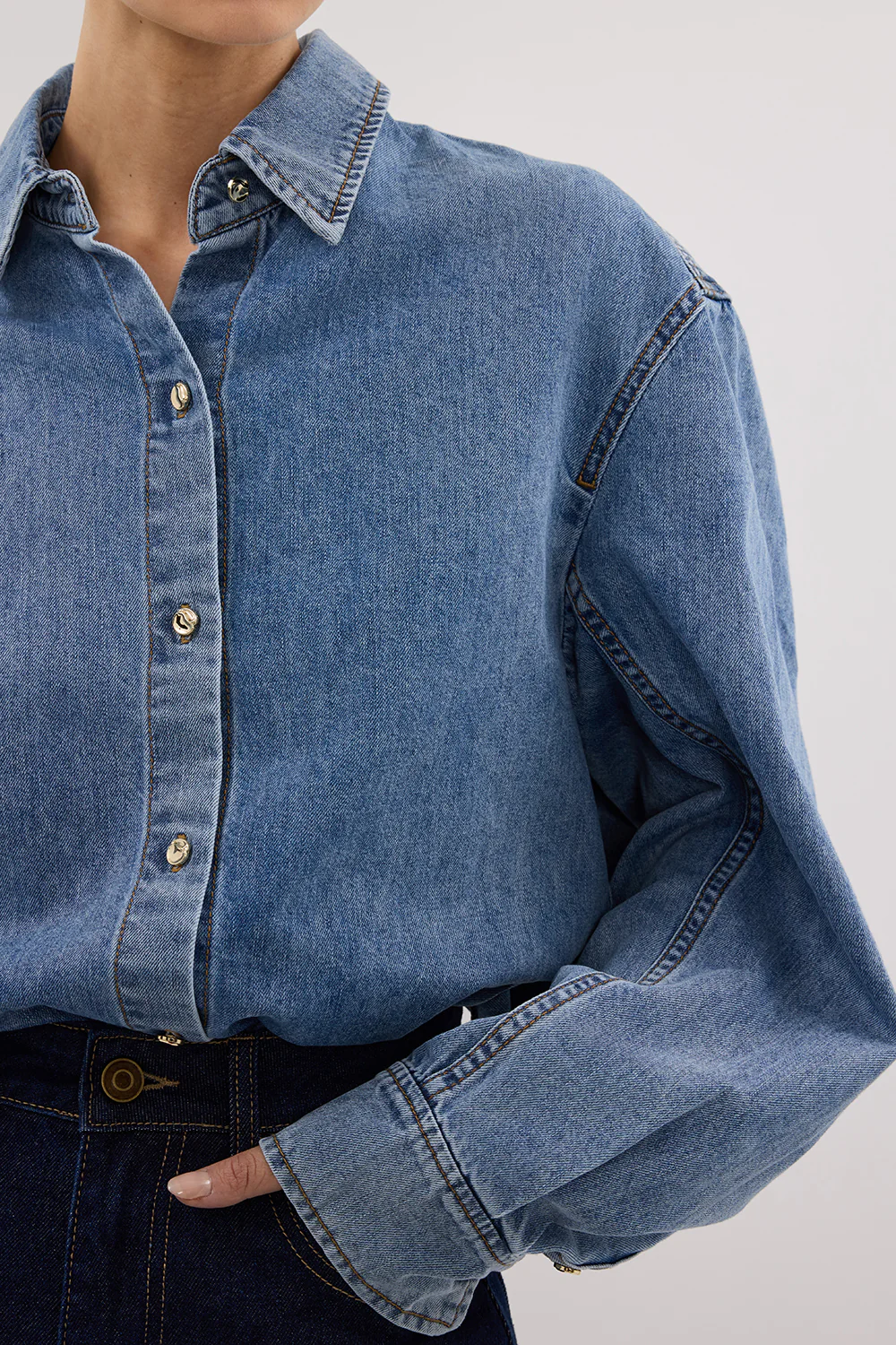 AMARA LIGHT BLUE DENIM SHIRT - Image 5
