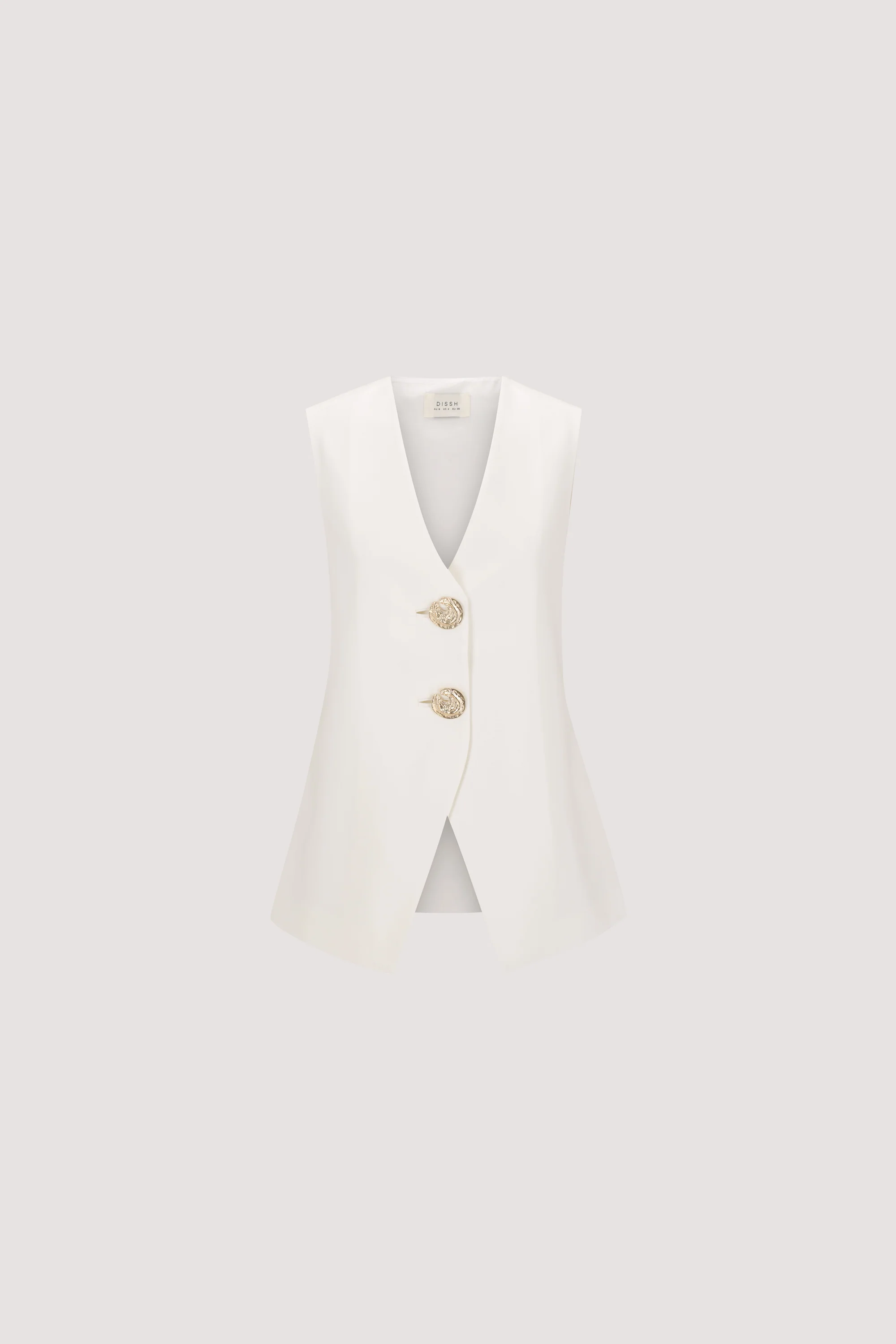 AMERY WHITE SLEEVELESS GOLD BUTTON VEST - Image 5