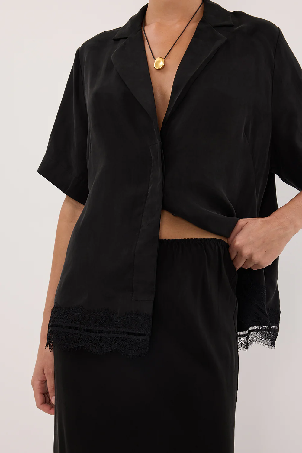 ANDREA BLACK CUPRO MIDI SKIRT - Image 5