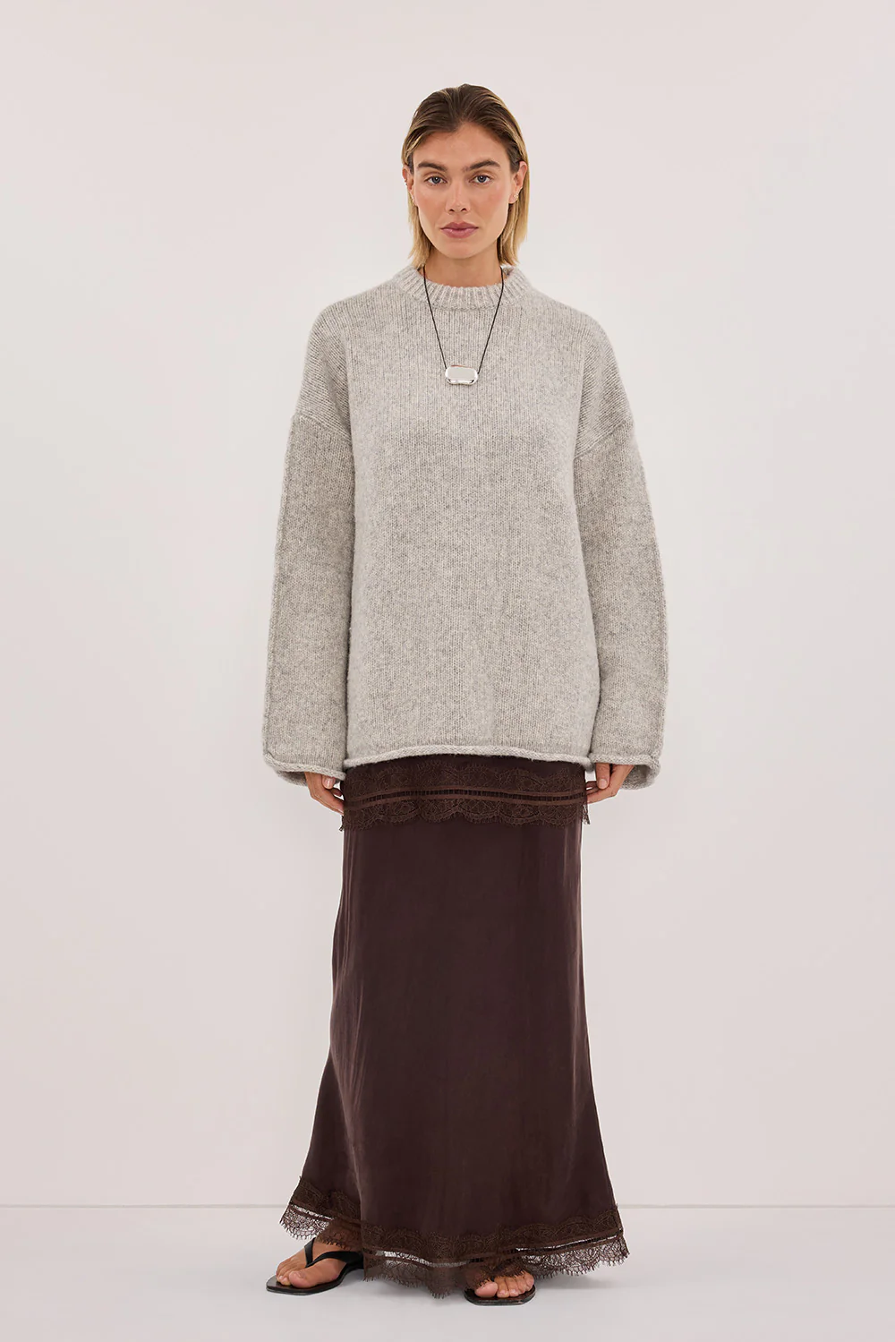 ANDREA PLUM CHOC CUPRO MIDI SKIRT - Image 7