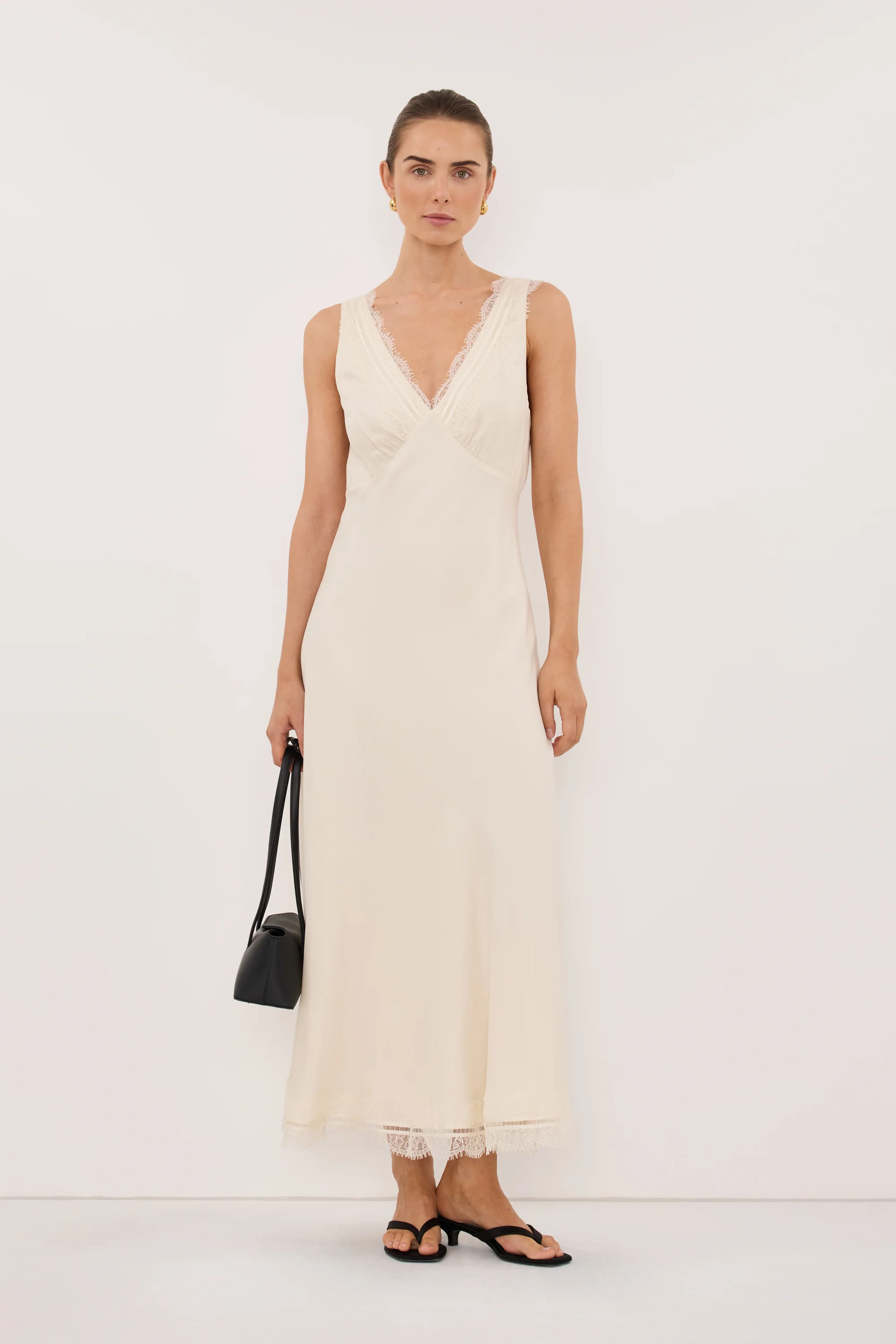 ANDREA SANDSTONE CUPRO MIDI DRESS