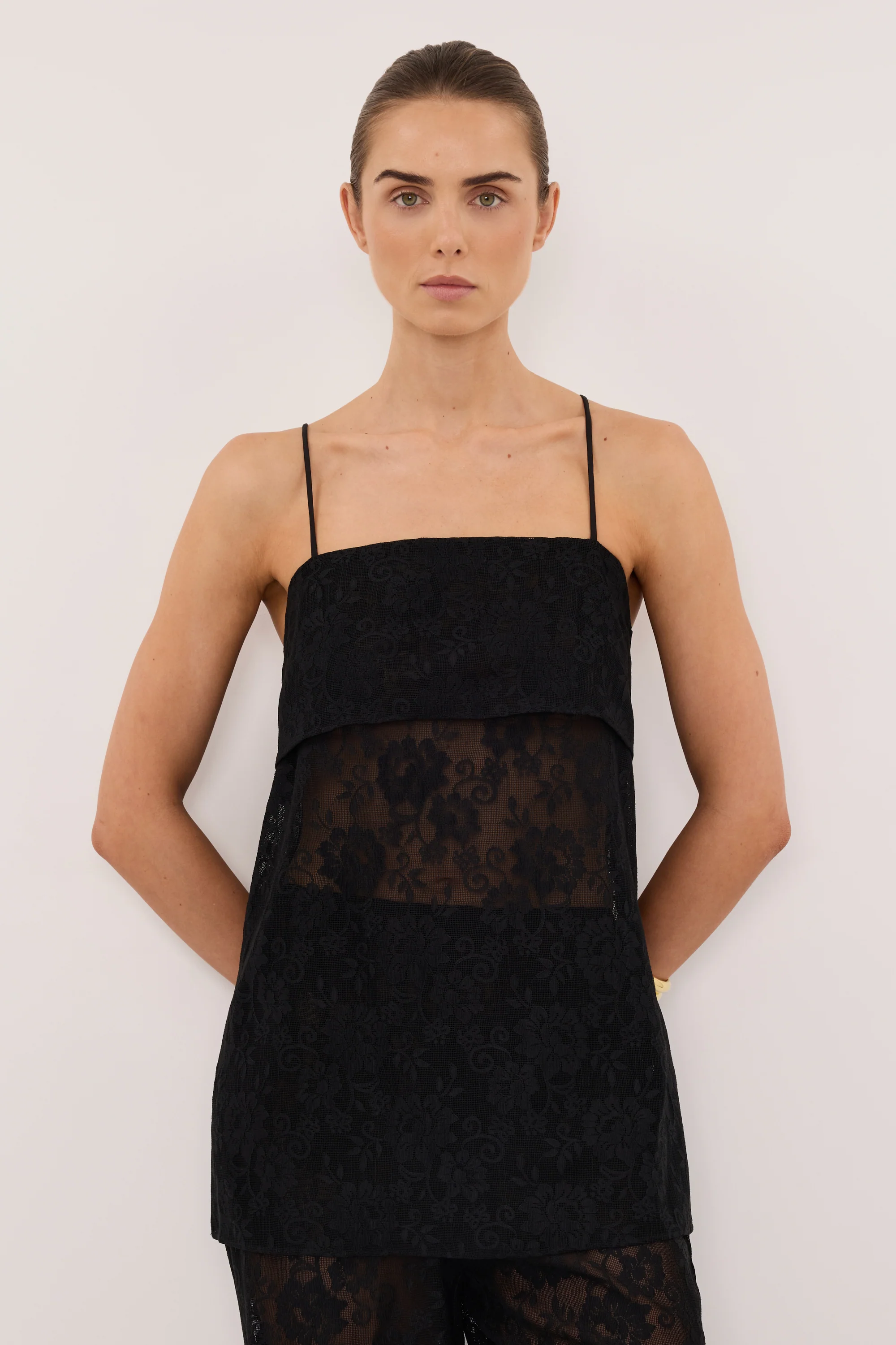 ANYA BLACK LACE WATERFALL TOP - Image 2