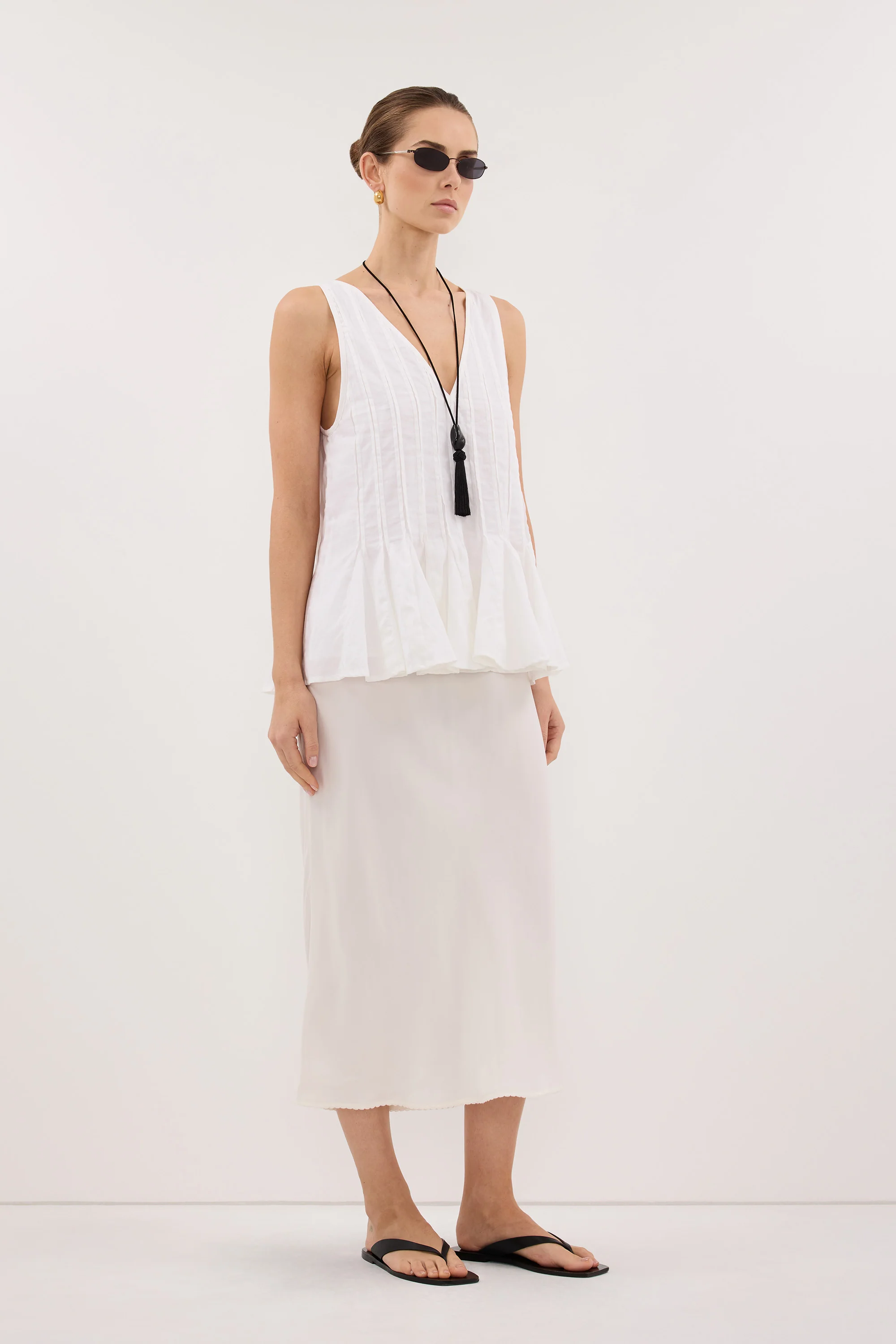 ARELIA WHITE CUPRO MIDI SKIRT - Image 3