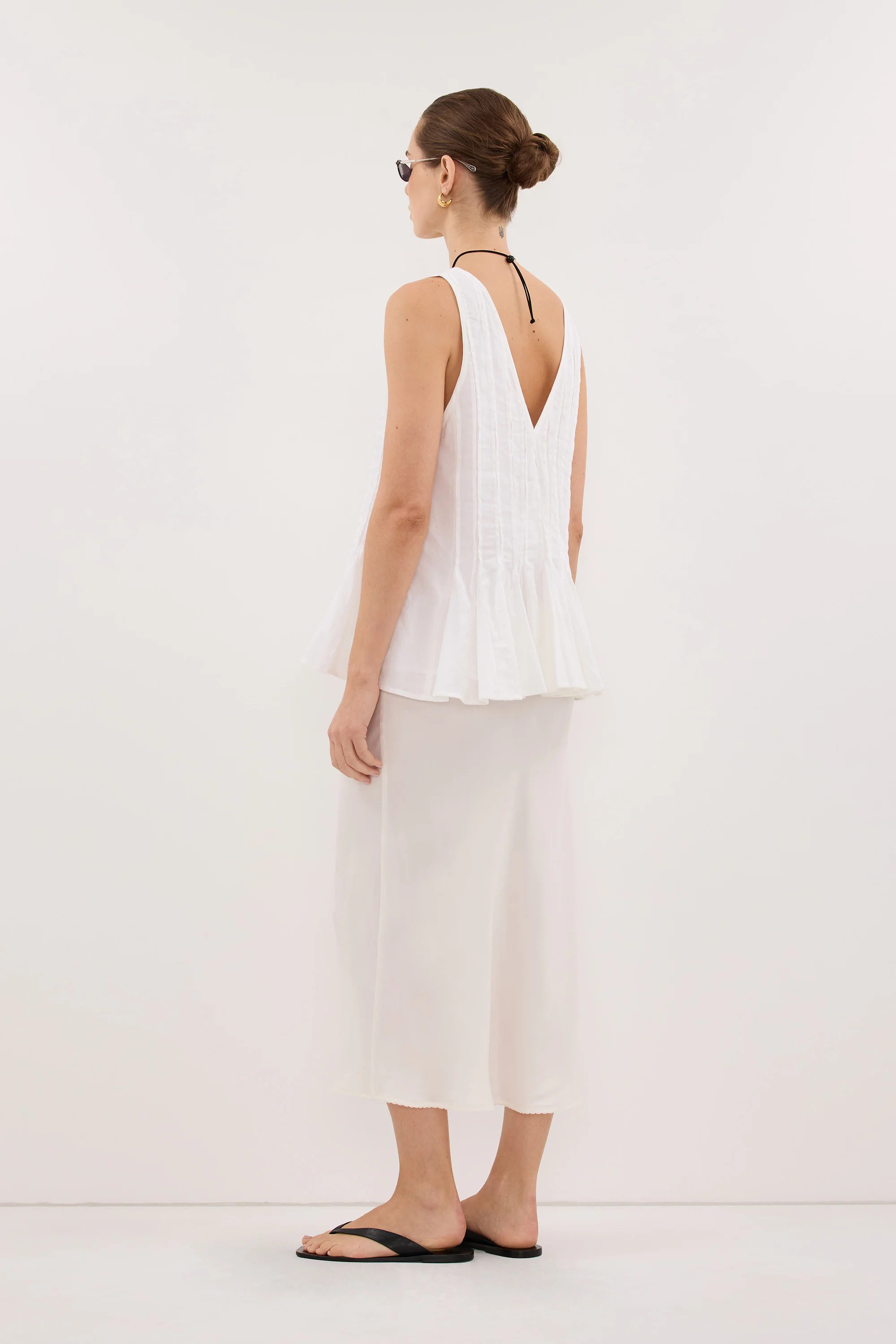 ARELIA WHITE CUPRO MIDI SKIRT - Image 4