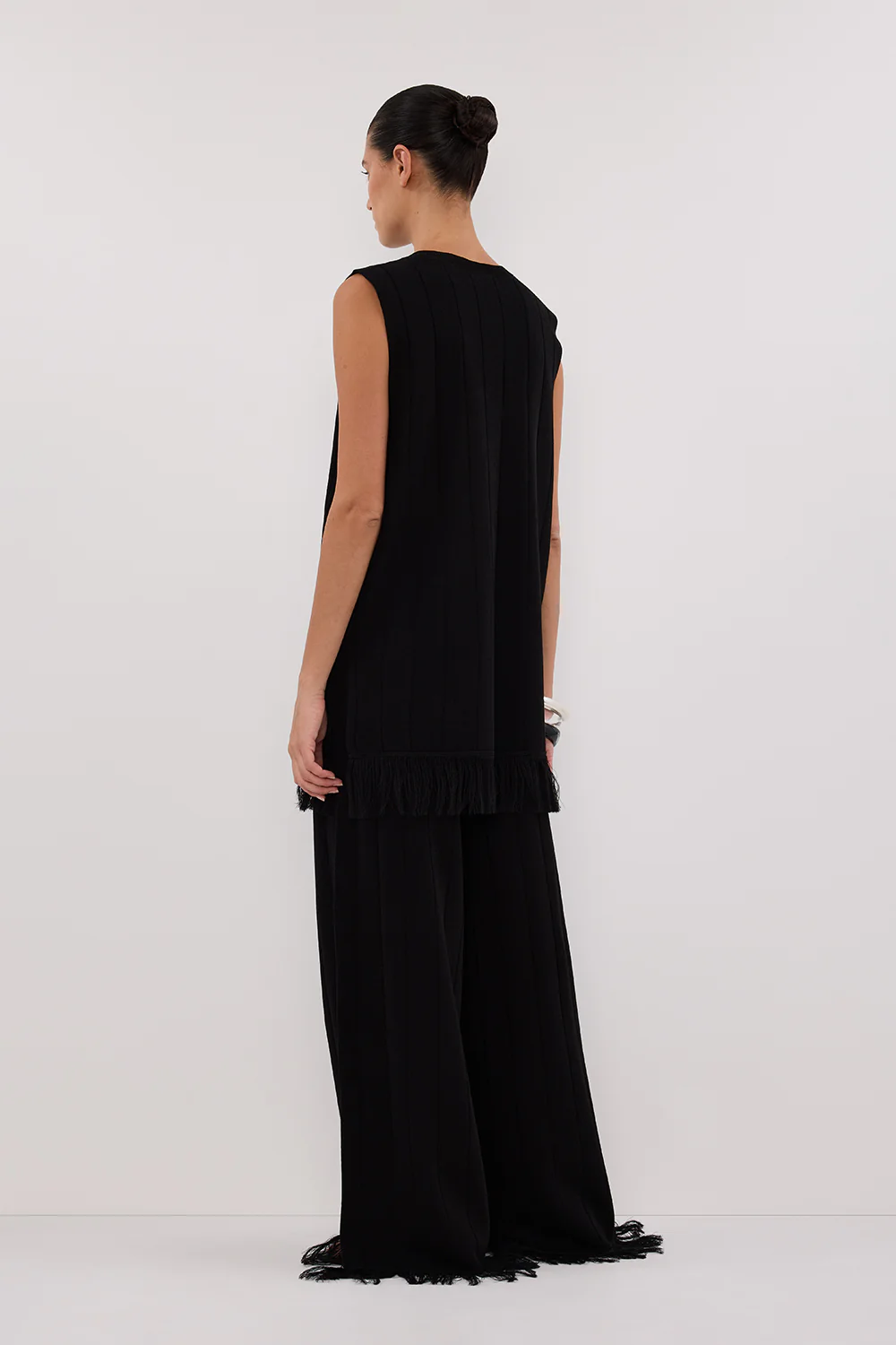 ARIA BLACK FRINGED TUNIC TOP - Image 4