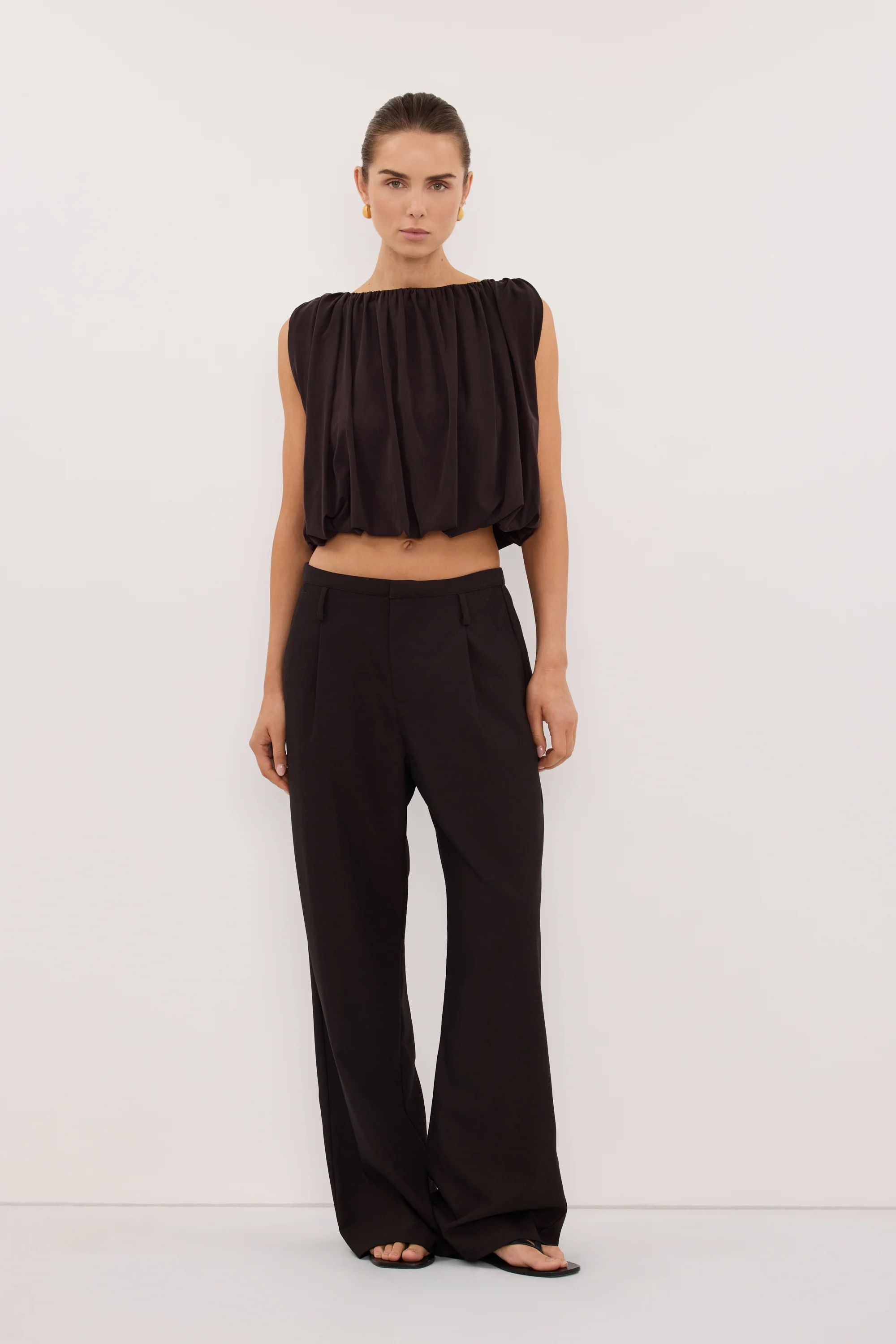 AVA BURNT CHOC SLEEVELESS MODAL BLEND TOP