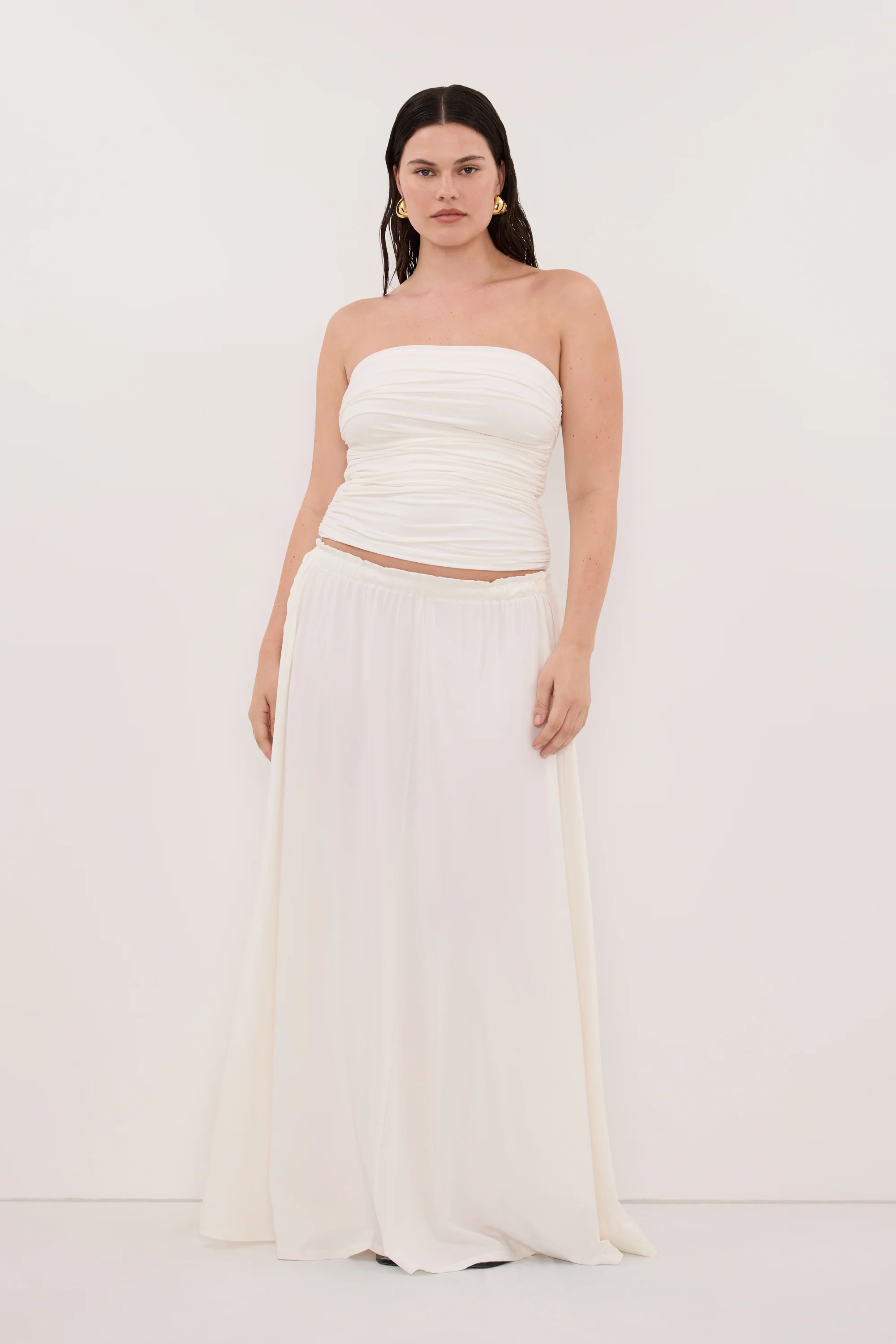 AVA OFF WHITE MODAL BLEND MIDI SKIRT - Image 7