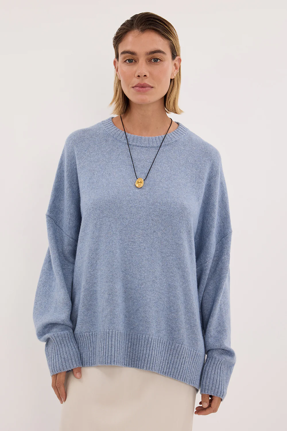 BELLA SKY BLUE CREW NECK KNIT JUMPER - Image 2