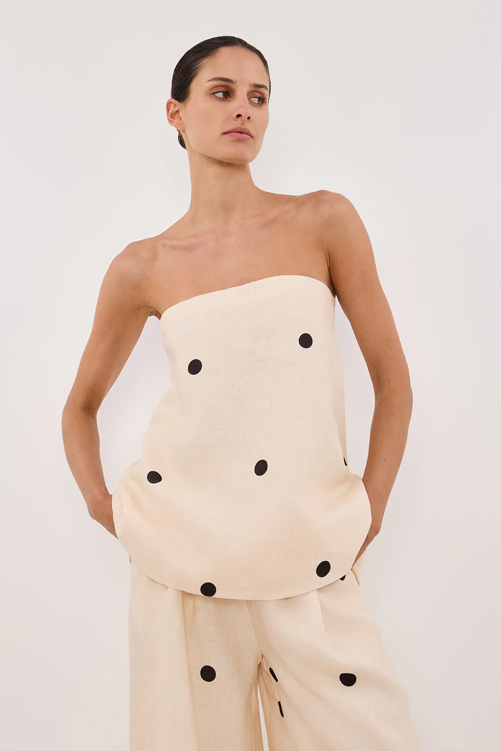BEVERLY CREAM SPOT STRAPLESS TOP - Image 2