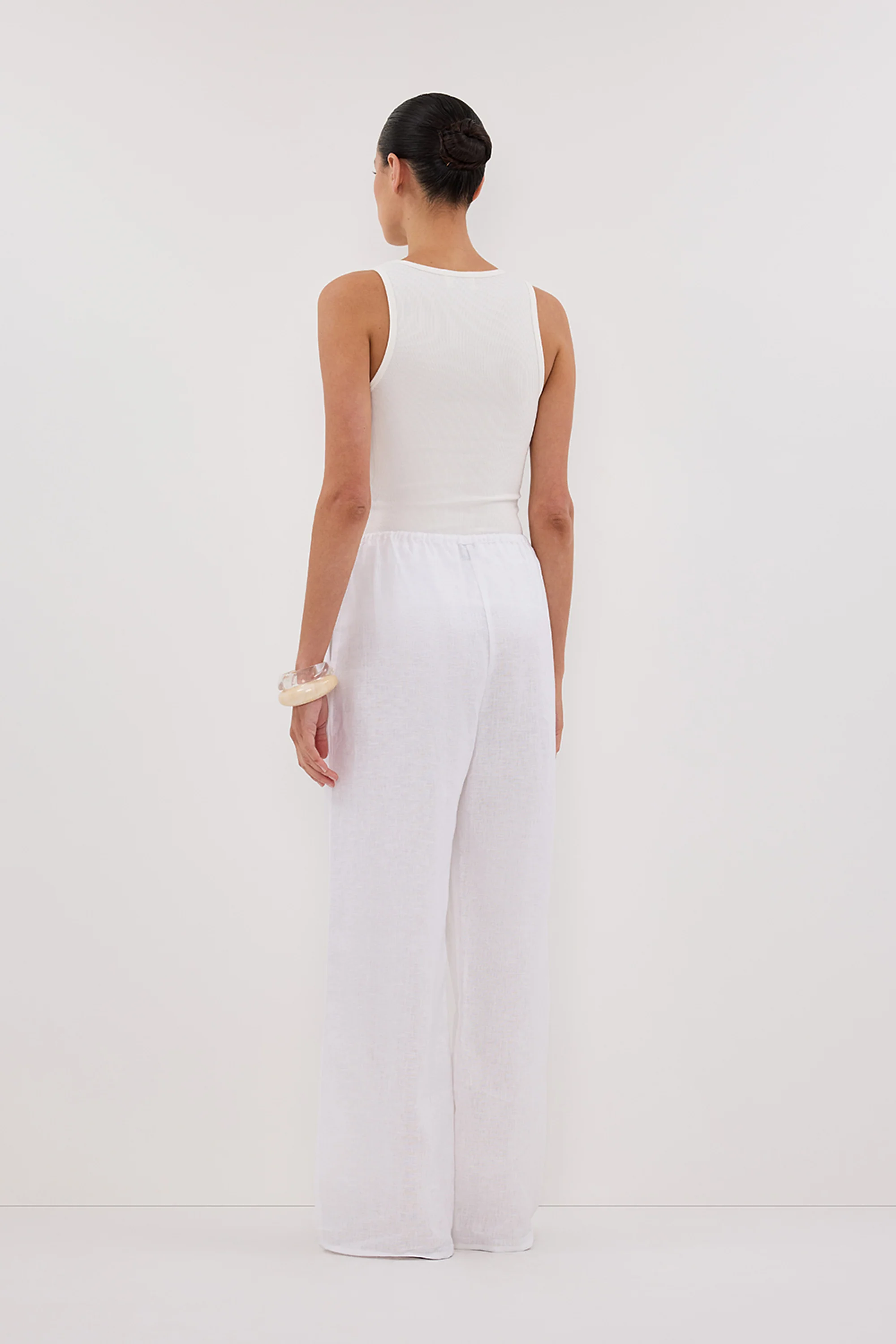 CARLA WHITE DRAWSTRING LINEN PANT - Image 4