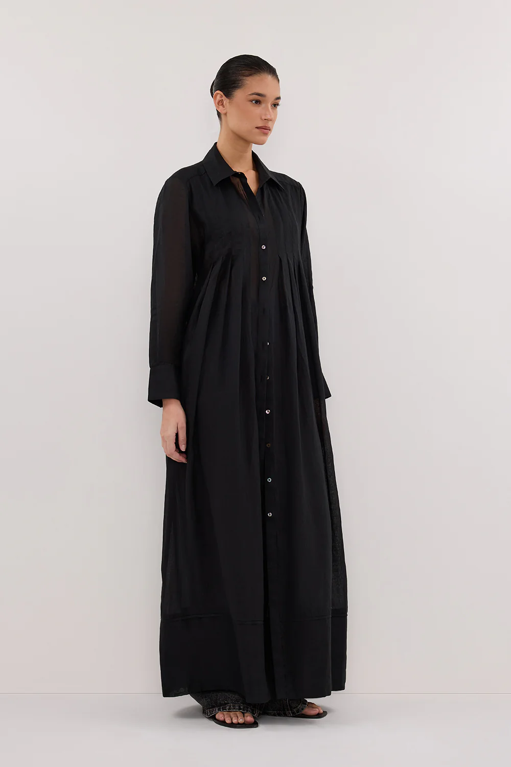 CARMEL BLACK RAMIE SHIRT DRESS - Image 3