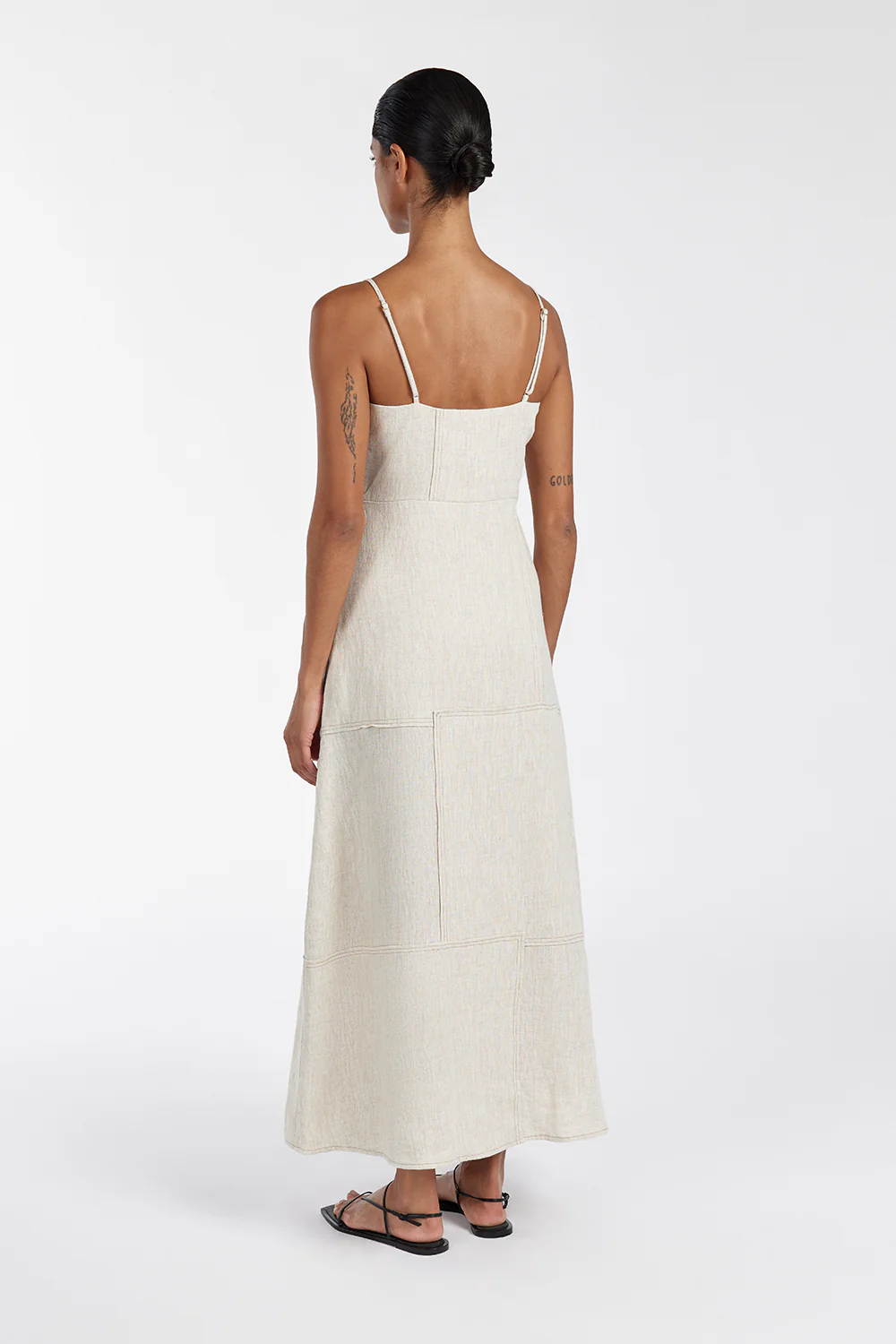 CATIE NATURAL PATCHWORK MIDI DRESS - Image 4