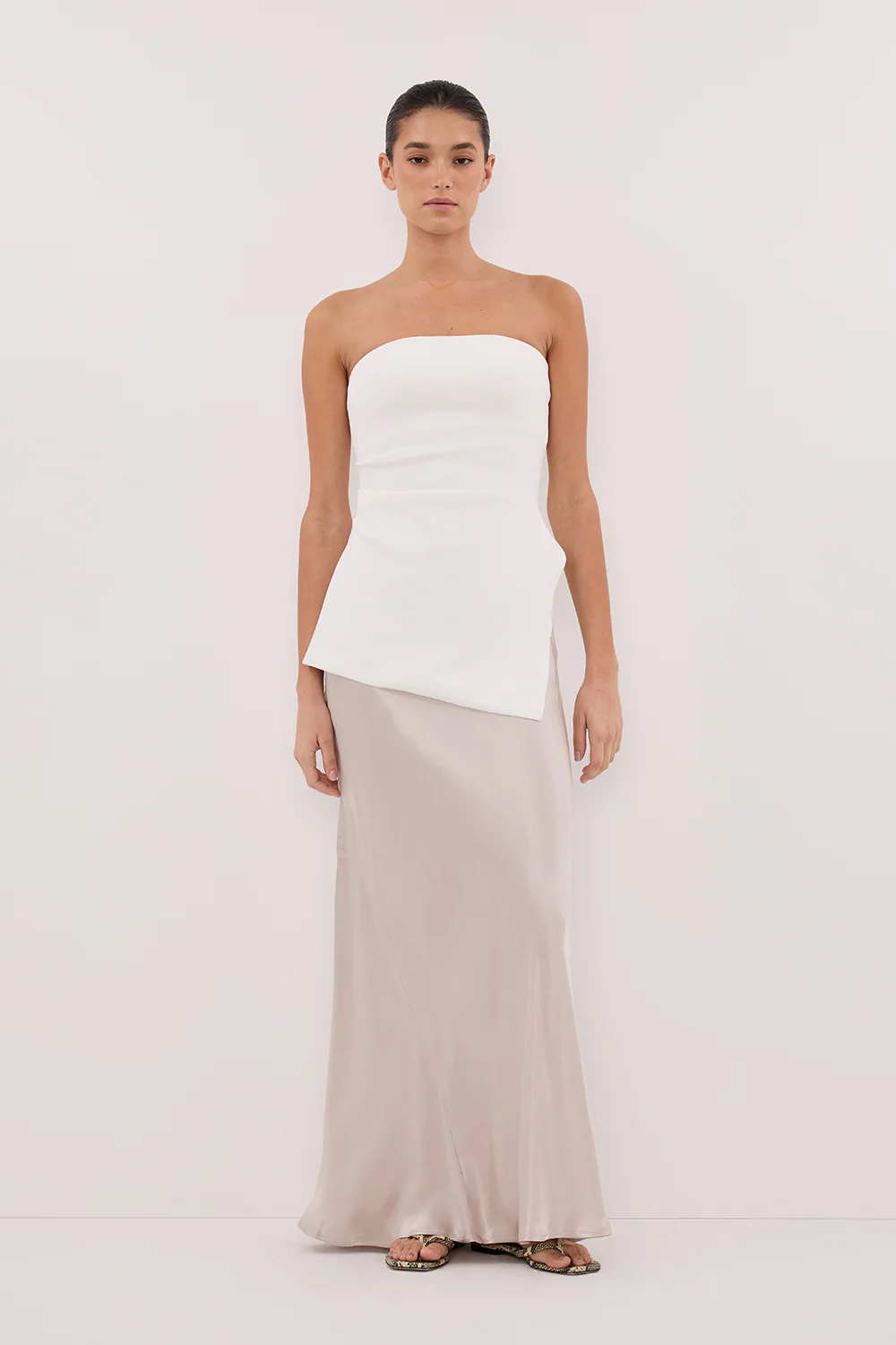 CHARLI CHALK SATIN MAXI SKIRT