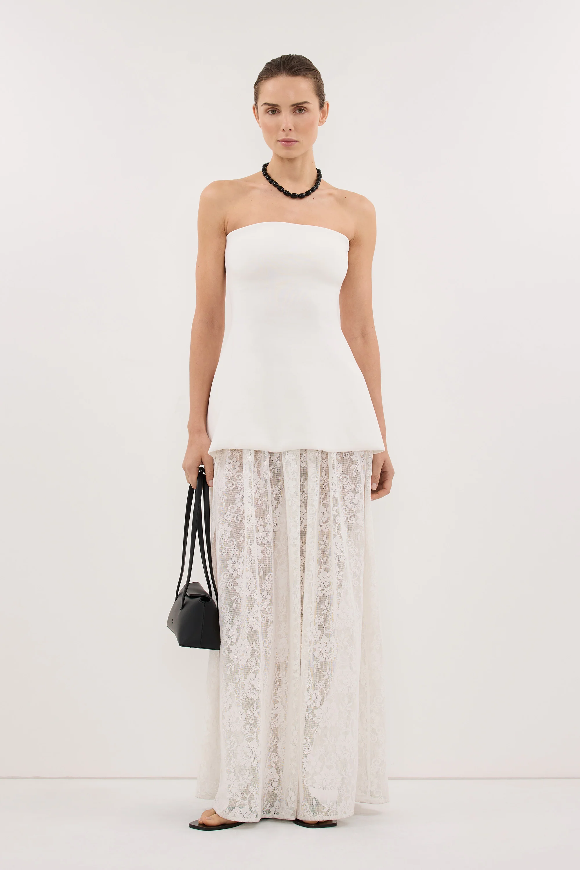 COCO OFF WHITE LONGLINE BANDEAU KNIT TOP - Image 3