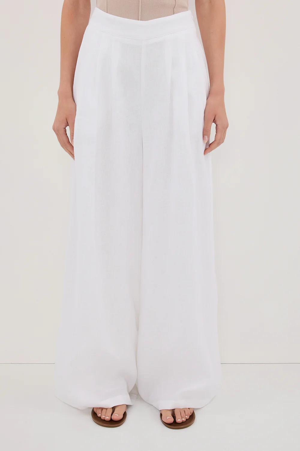 CODY WHITE WIDE LINEN PANT - Image 2