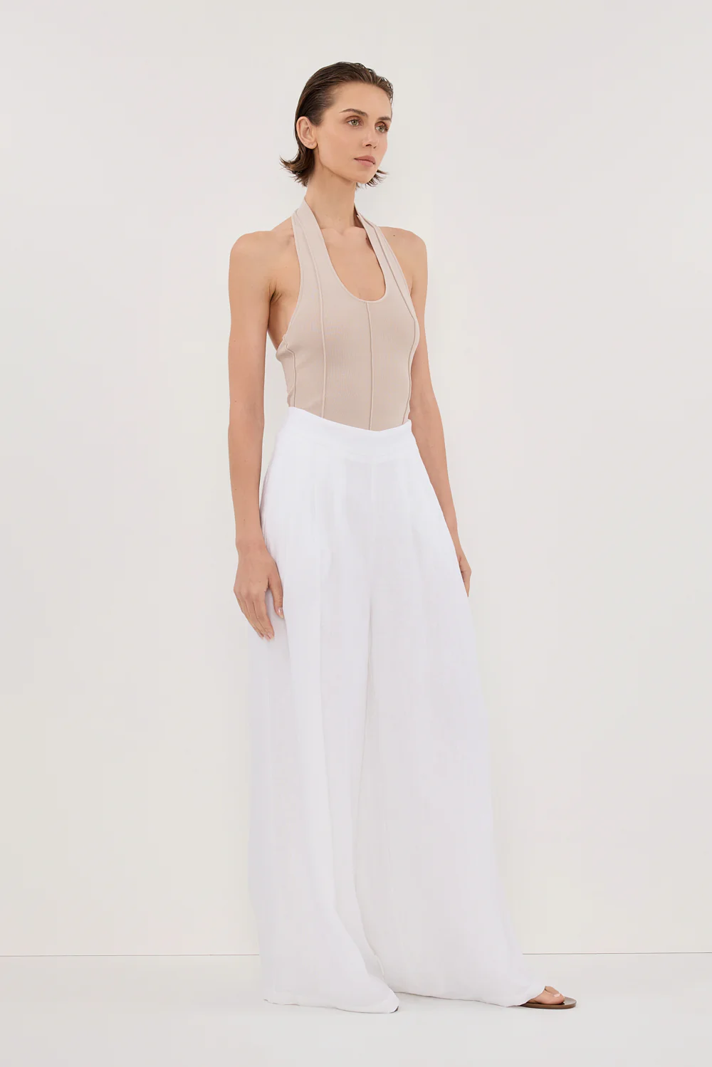 CODY WHITE WIDE LINEN PANT - Image 3