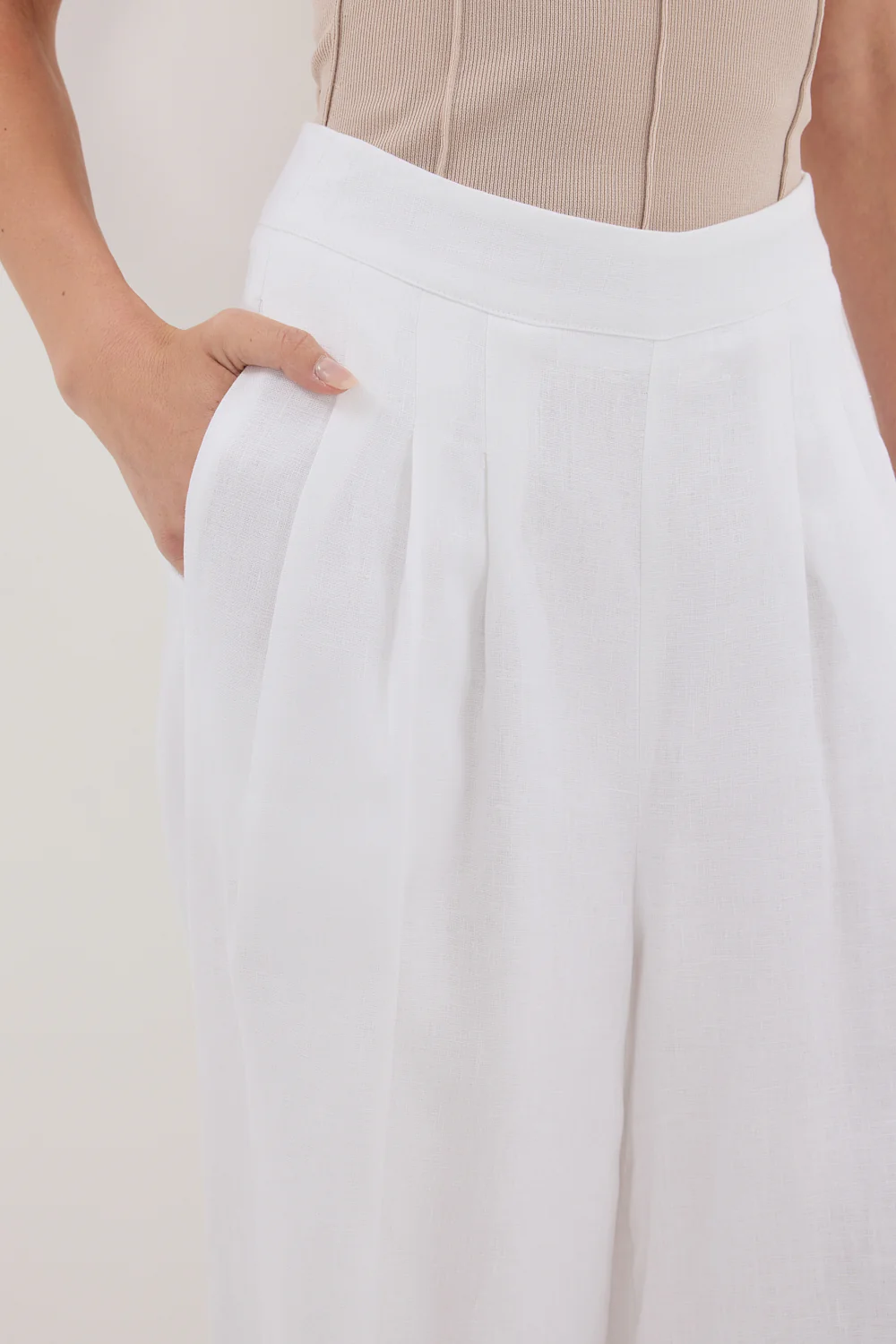 CODY WHITE WIDE LINEN PANT - Image 5