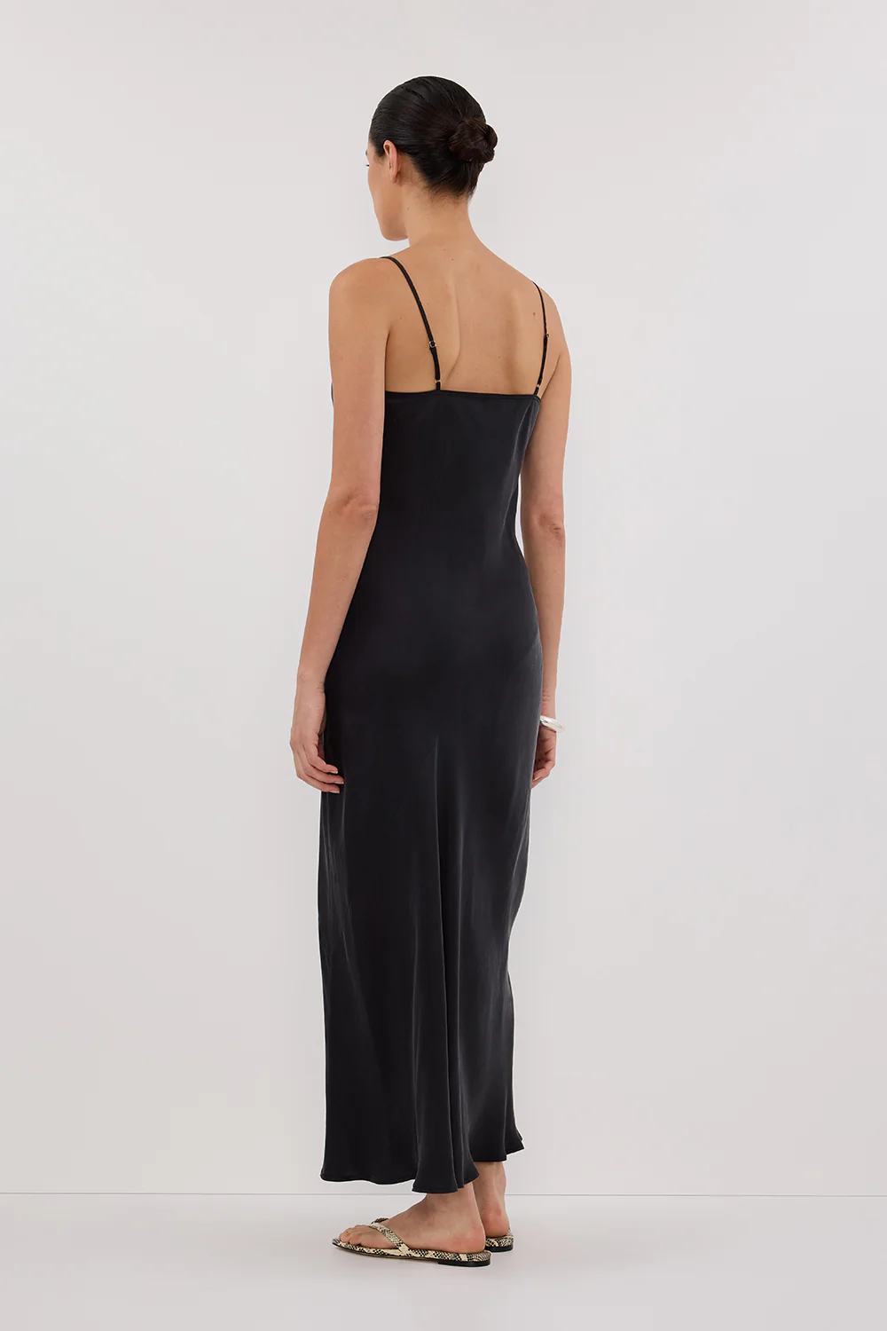 COLETTE BLACK SILK MIDI DRESS - Image 4