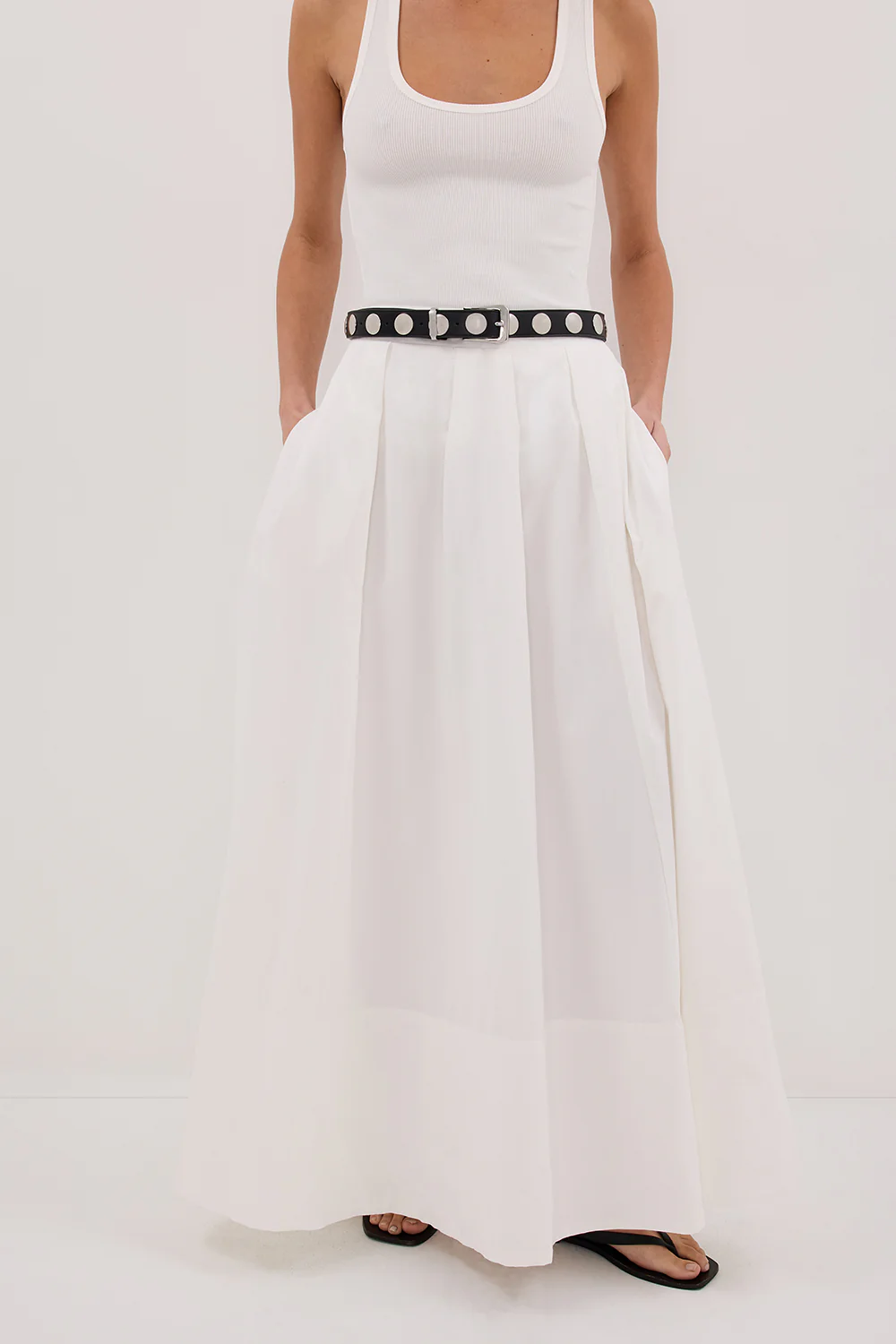 CONAGH WHITE POPLIN MIDI SKIRT - Image 2