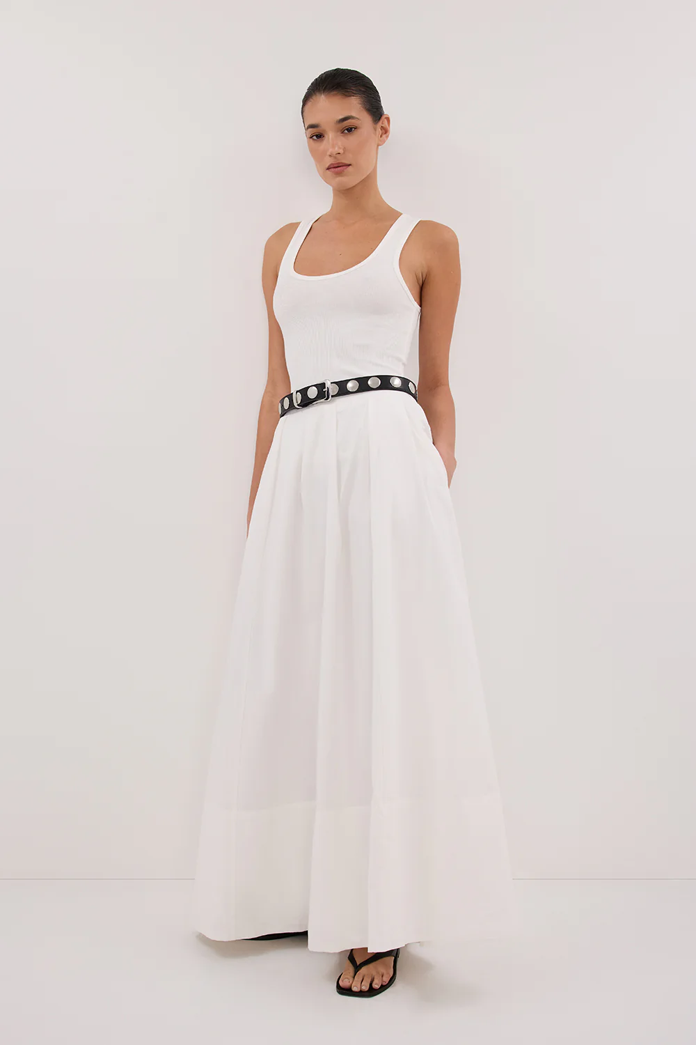 CONAGH WHITE POPLIN MIDI SKIRT - Image 6