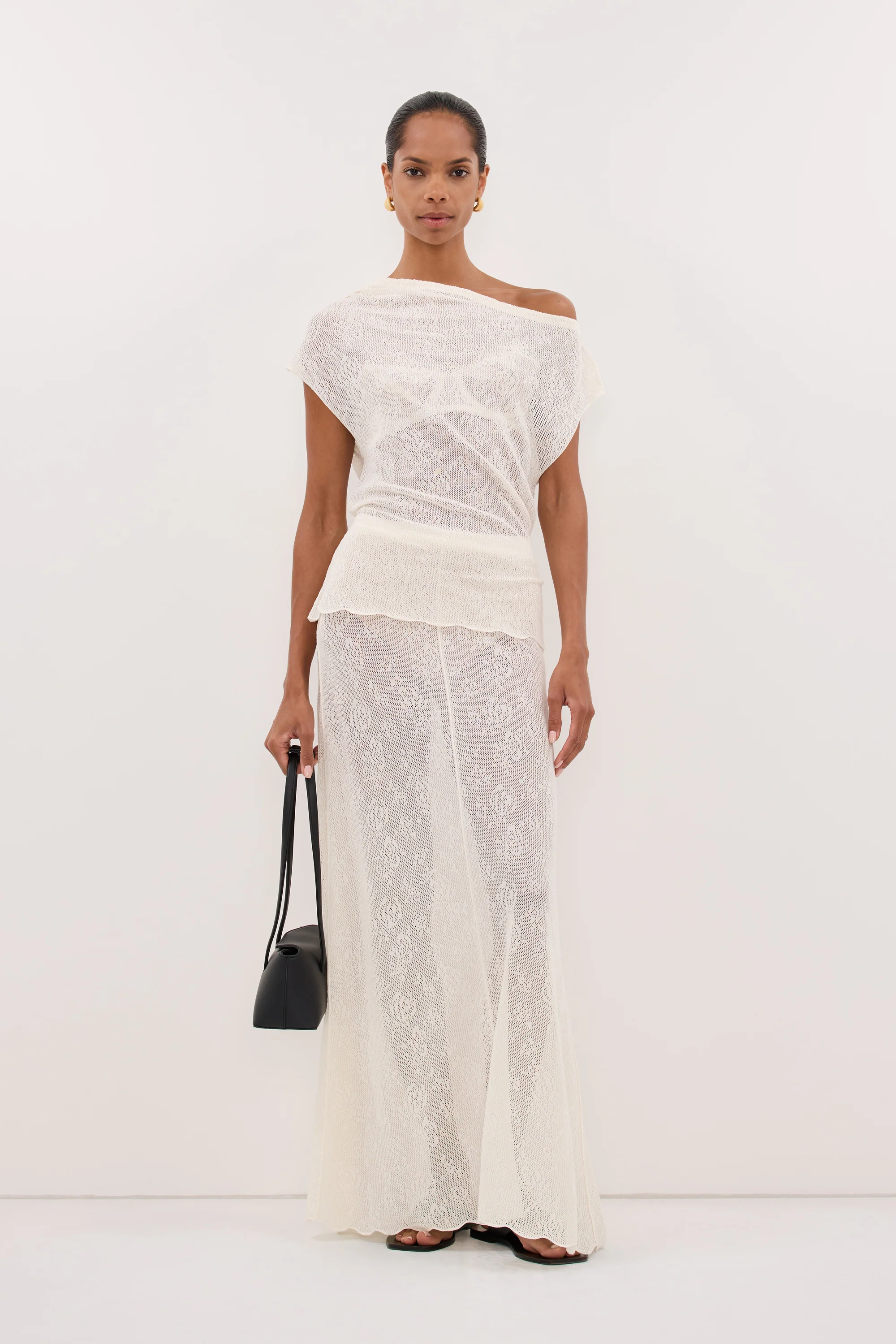 DELIA OFF WHITE LACE MAXI SKIRT - Image 7