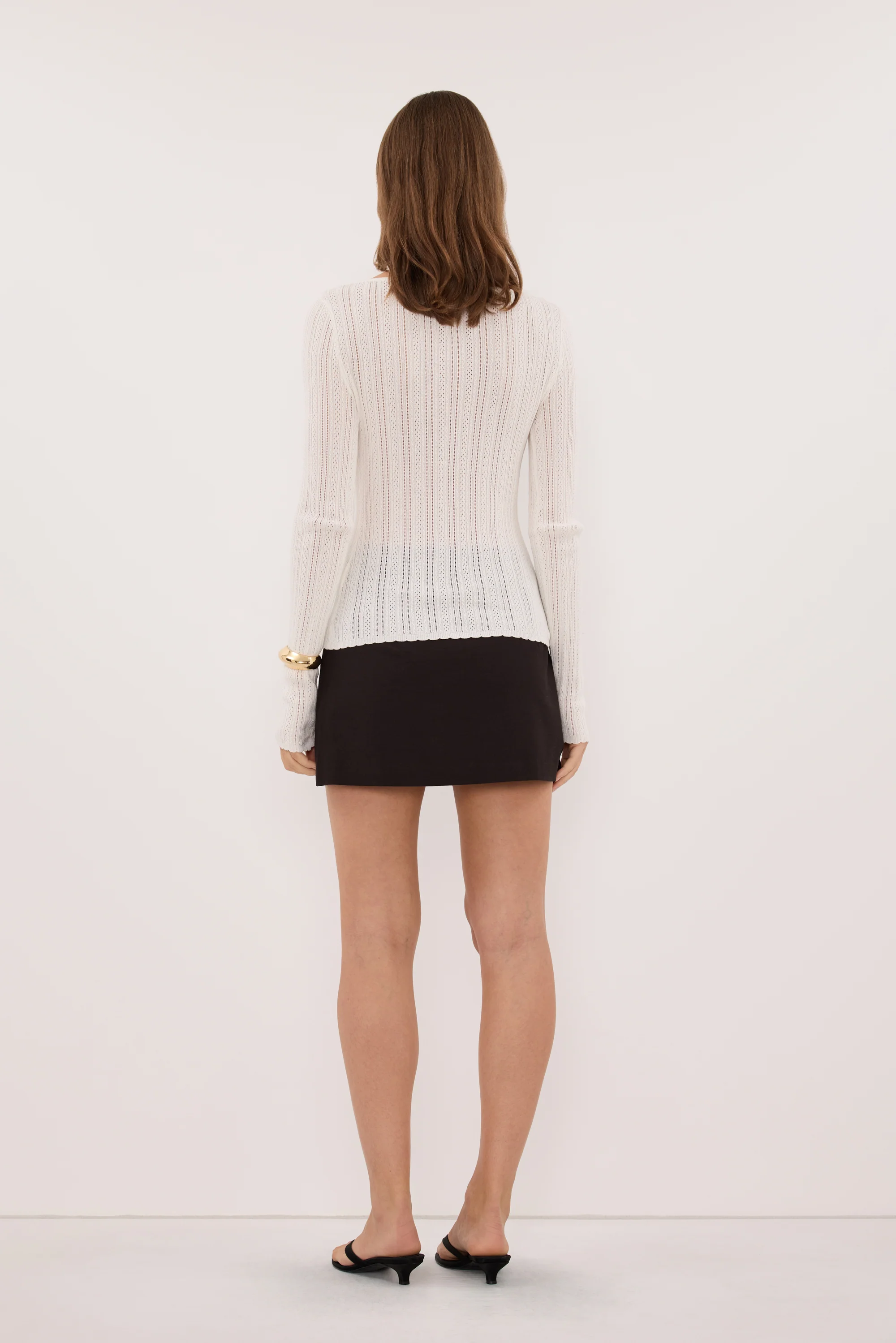 ELENA WHITE POINTELLE LONG SLEEVE KNIT TOP - Image 4