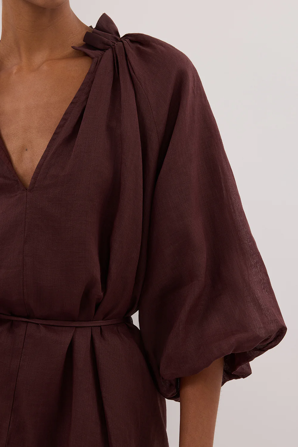 ELLIE WALNUT RAMIE SMOCK MINI DRESS - Image 5