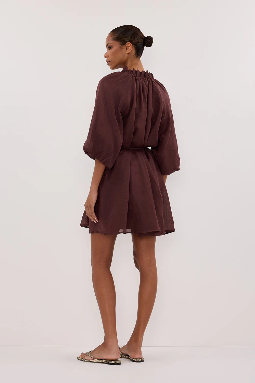 ELLIE WALNUT RAMIE SMOCK MINI DRESS - Image 7