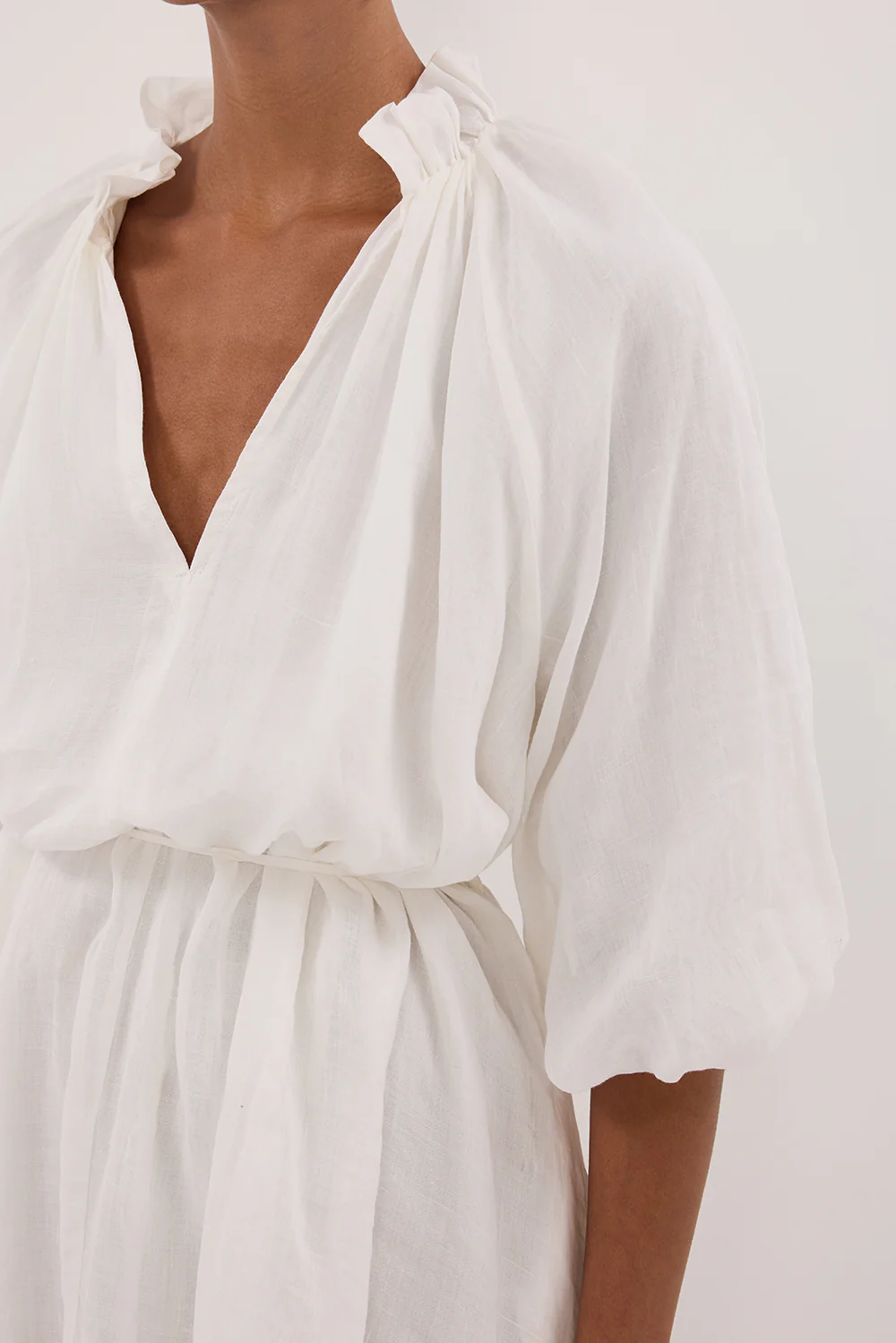 ELLIE WHITE RAMIE SMOCK MINI DRESS - Image 5