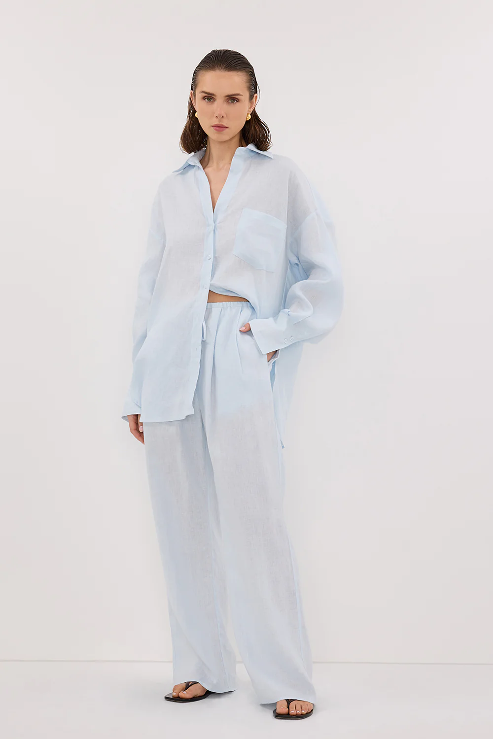 ELLIS ICE BLUE LINEN PANT - Image 2
