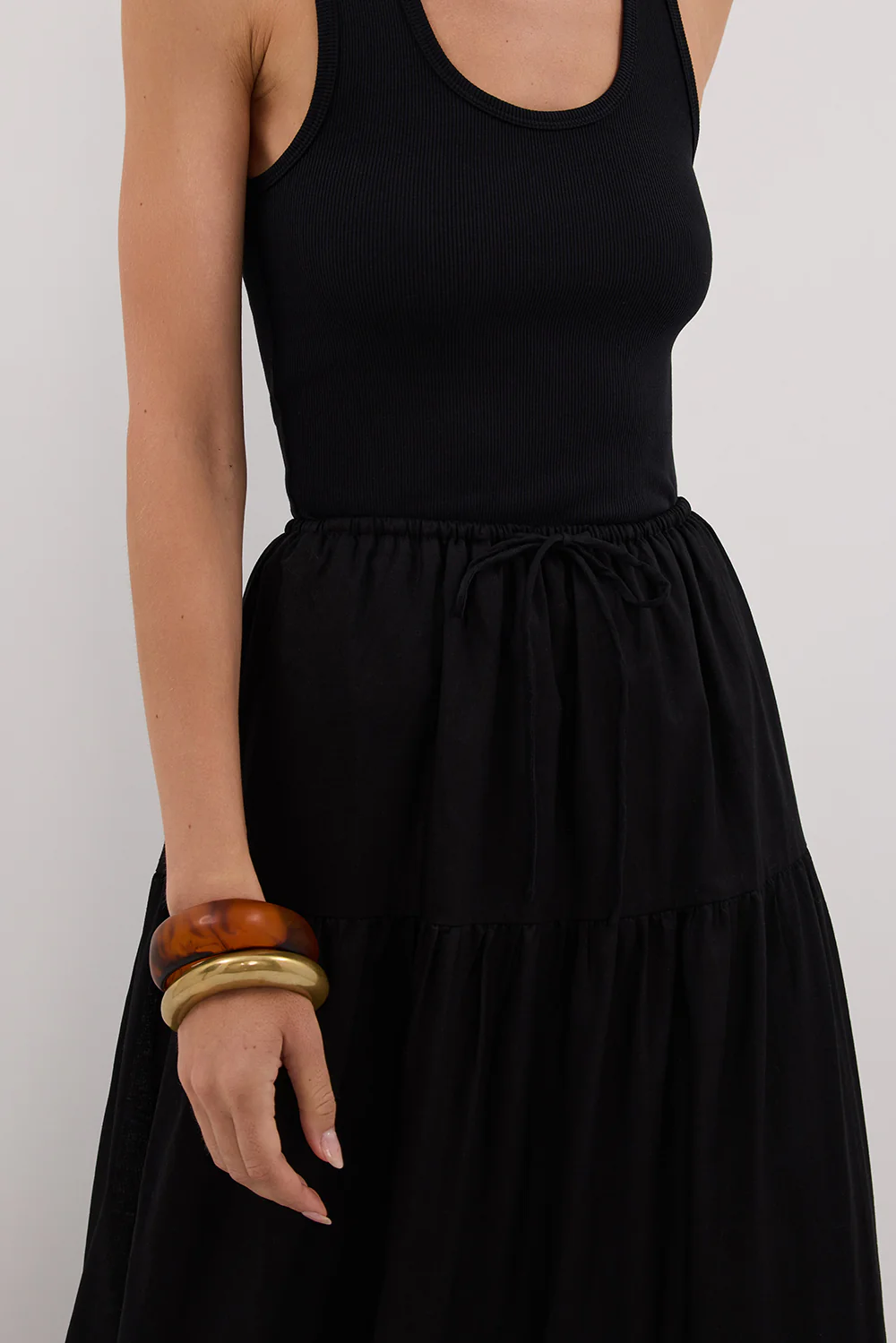 FLETCHER BLACK TIERED MAXI SKIRT - Image 5