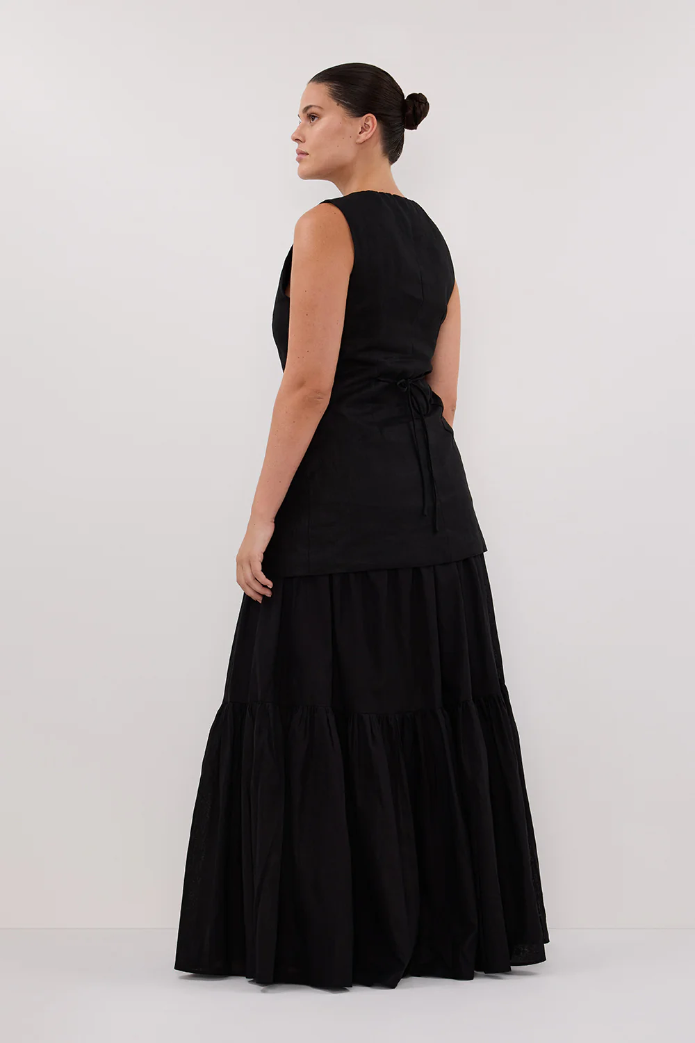 FLETCHER BLACK TIERED MAXI SKIRT - Image 8