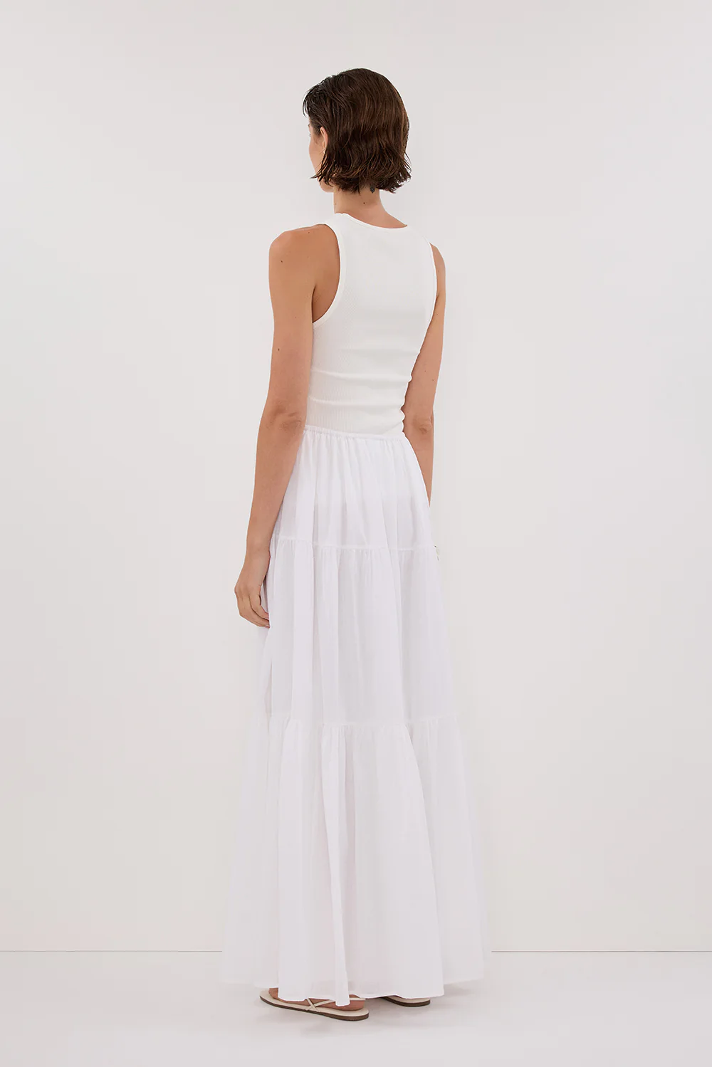 FLETCHER WHITE TIERED MAXI SKIRT - Image 4