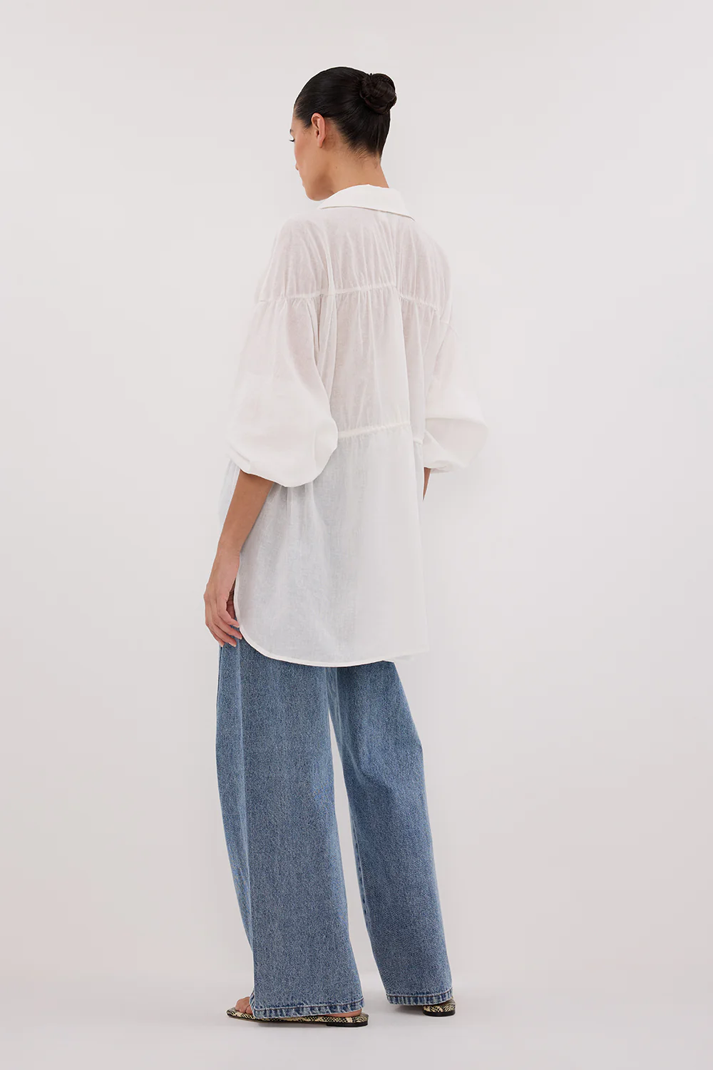 FLOYCE WHITE LINEN LONG SLEEVE TOP - Image 4