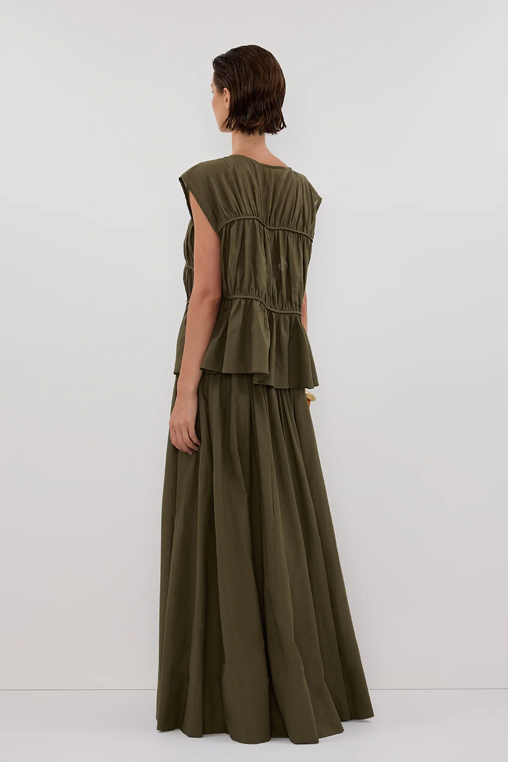FLYNN OLIVE LINEN BLEND TIERED TOP - Image 4