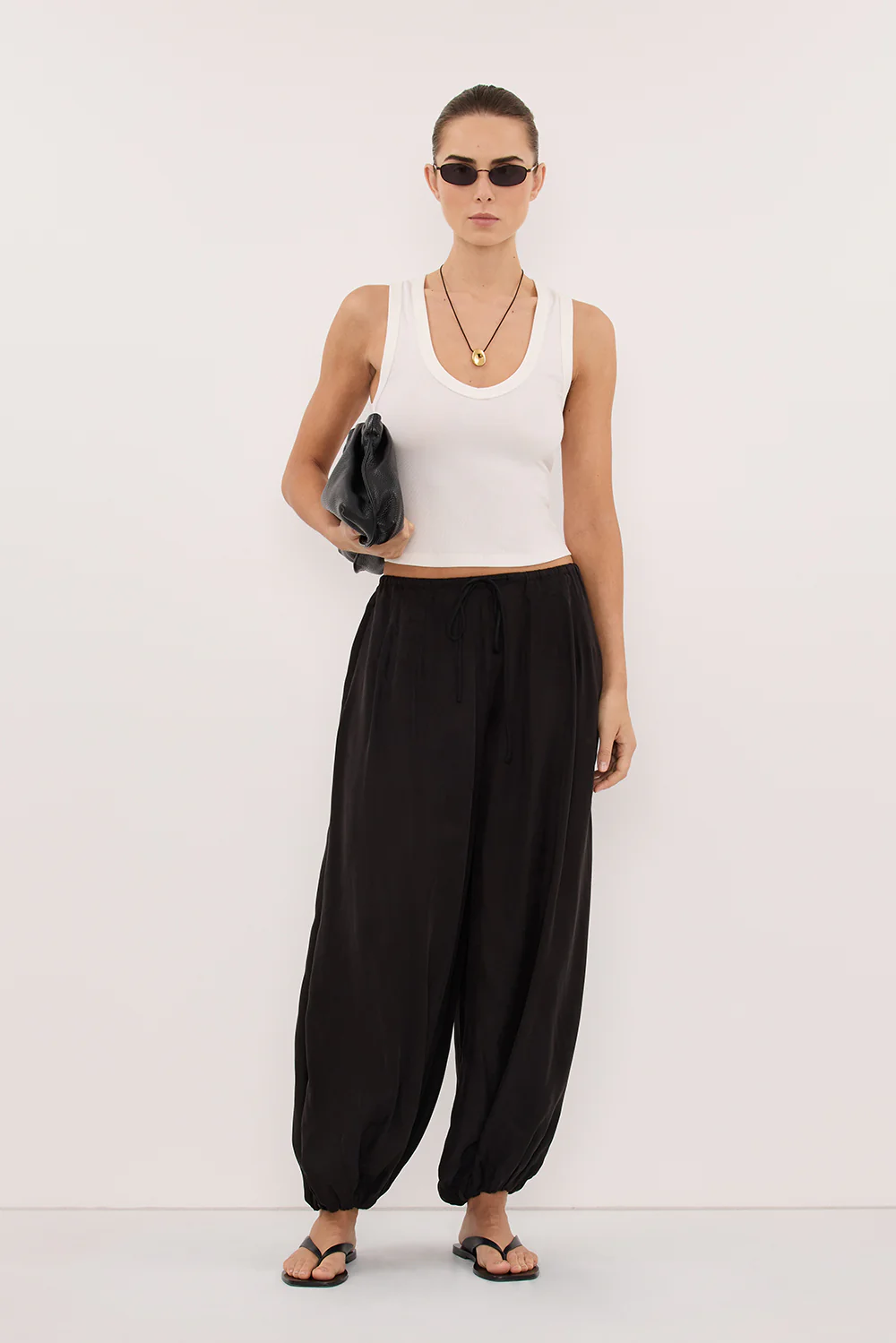 FRANCIS BLACK CUPRO BALLOON PANT