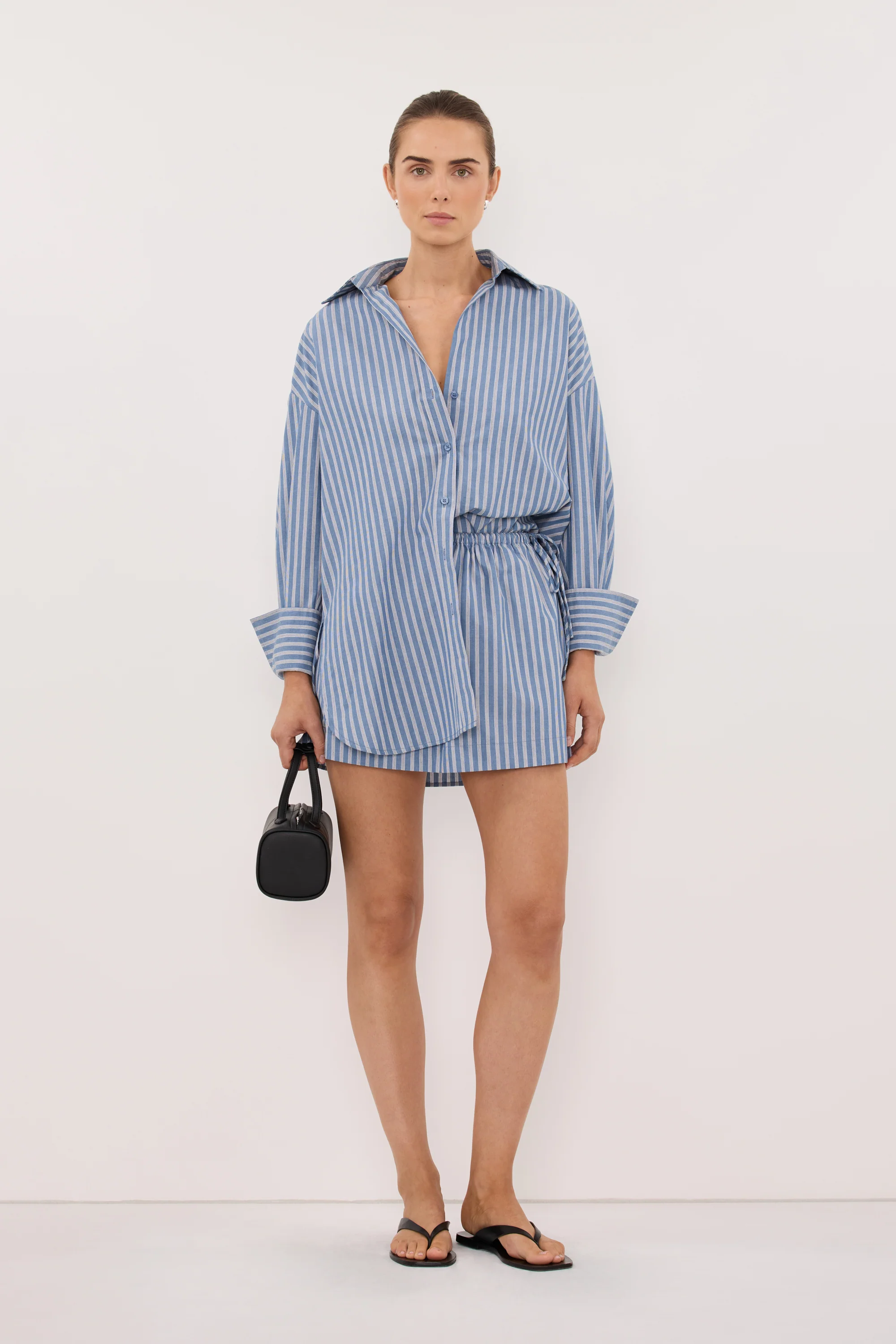 GRACIE BLUE STRIPE MINI SKIRT