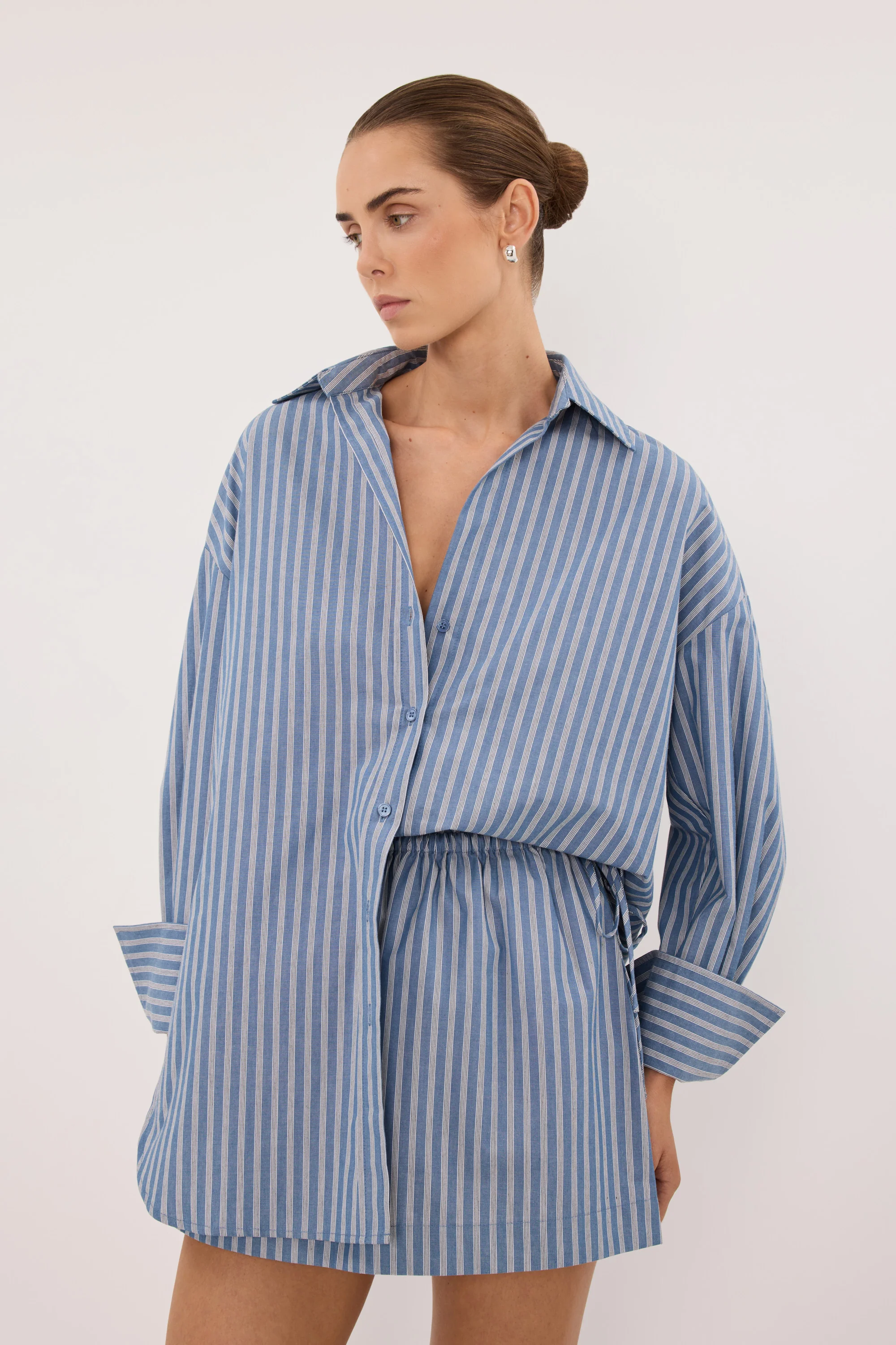 GRACIE BLUE STRIPE MINI SKIRT - Image 2
