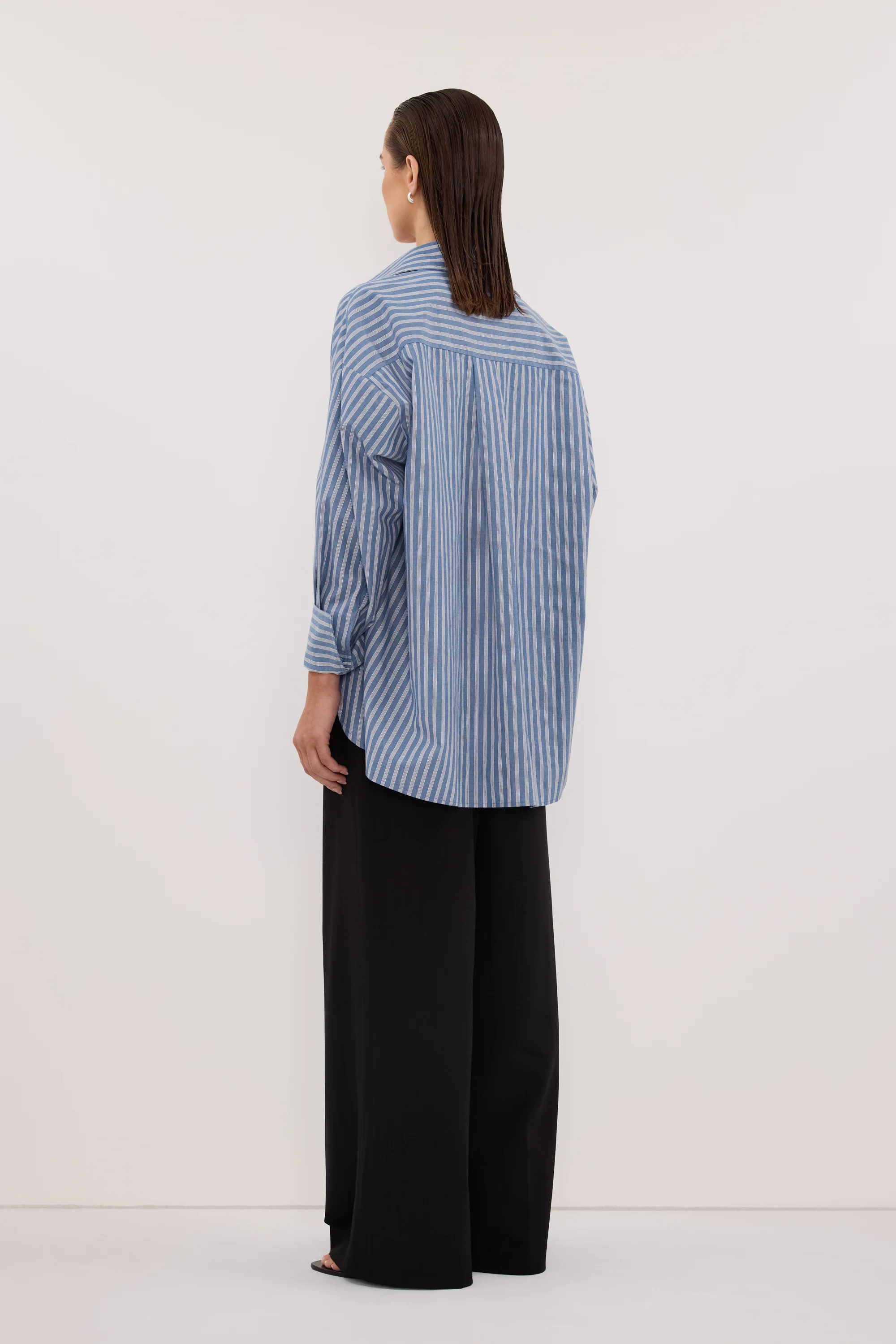 GRACIE LONG SLEEVE BLUE STRIPE SHIRT - Image 4