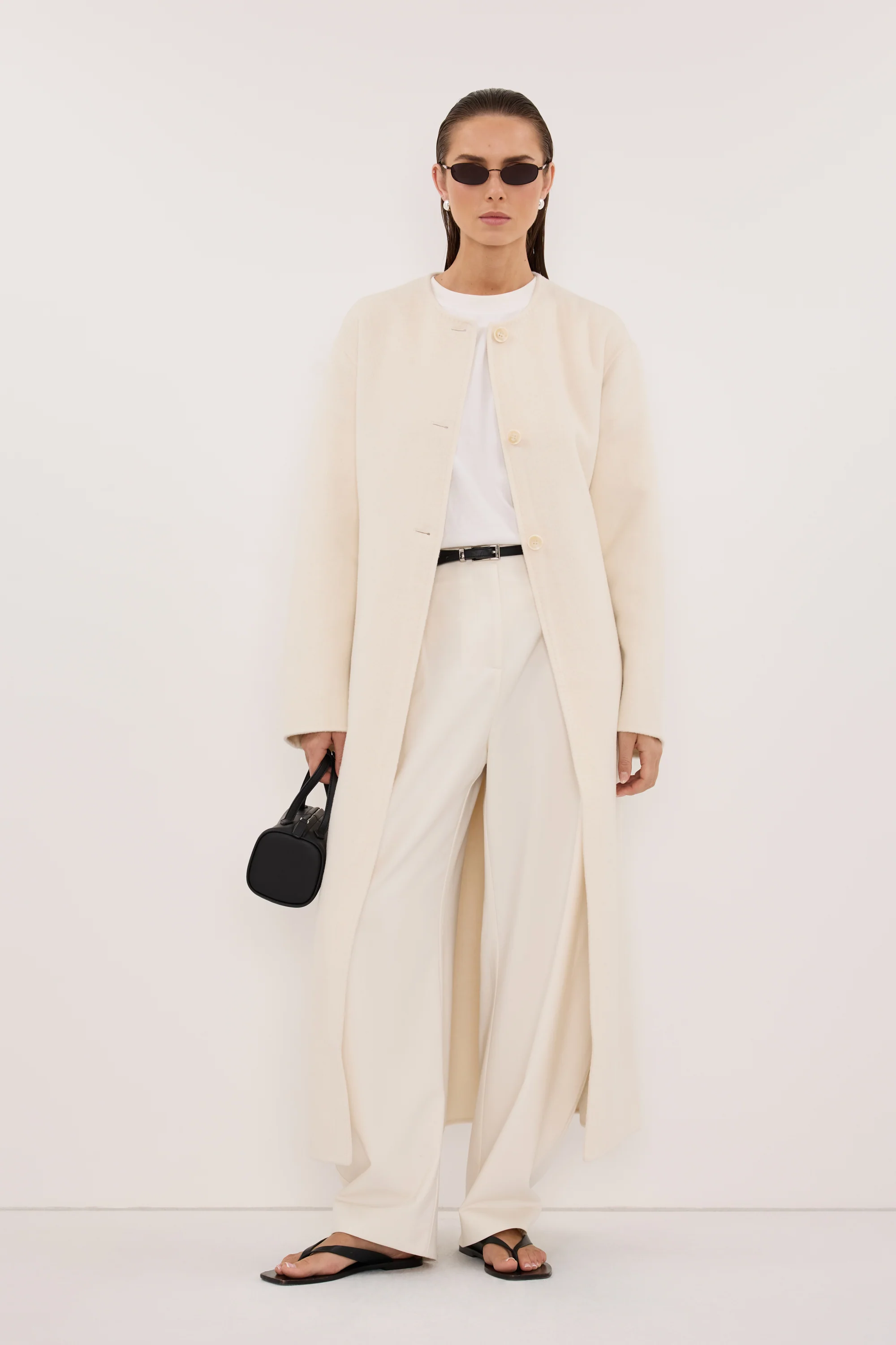 GRETA OFF WHITE COLLARLESS COAT - Image 2