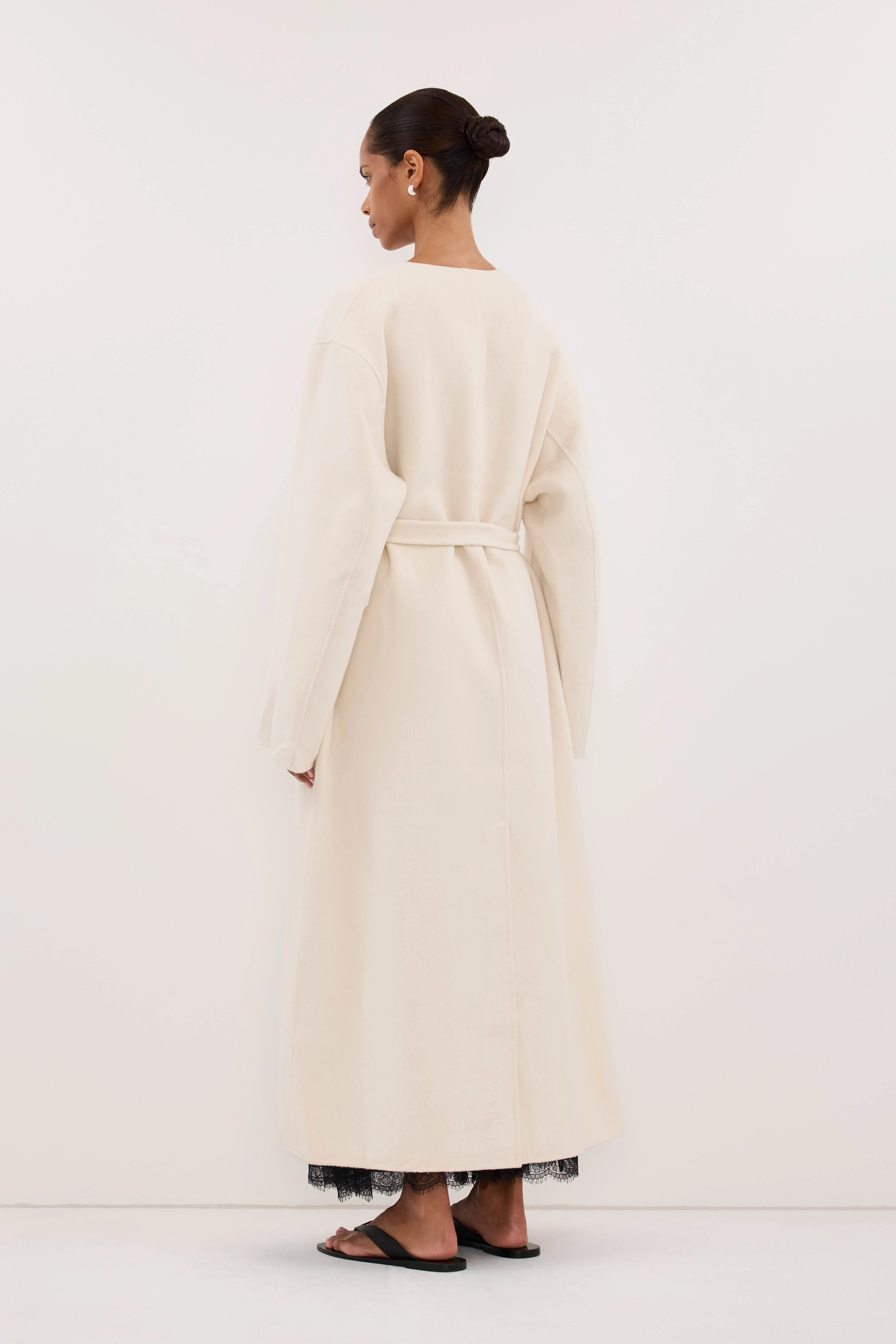 GRETA OFF WHITE COLLARLESS COAT - Image 7