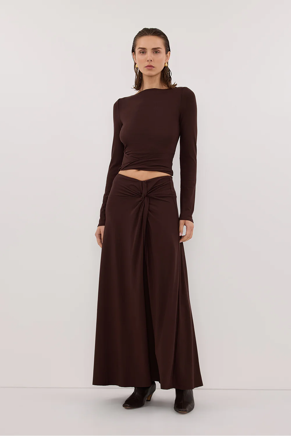 HADLEY CHOC TWIST MIDI SKIRT - Image 5