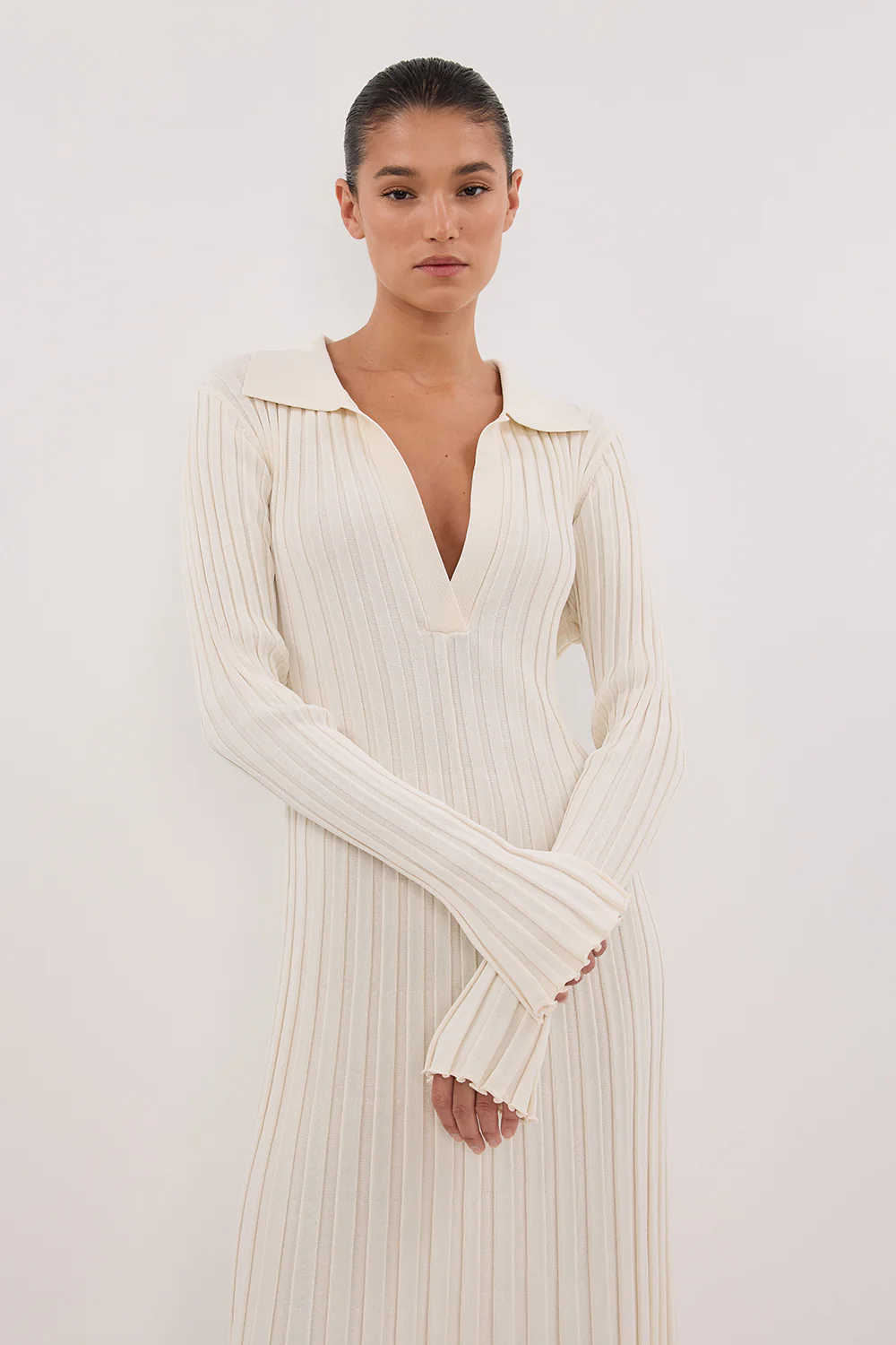 HAL PLASTER LONG SLEEVE KNIT MIDI DRESS - Image 2