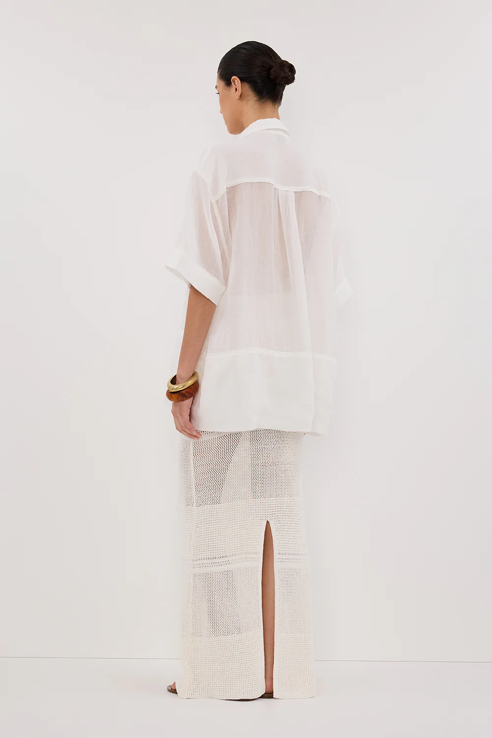 HALLIE OFF WHITE CROCHET MAXI SKIRT - Image 4