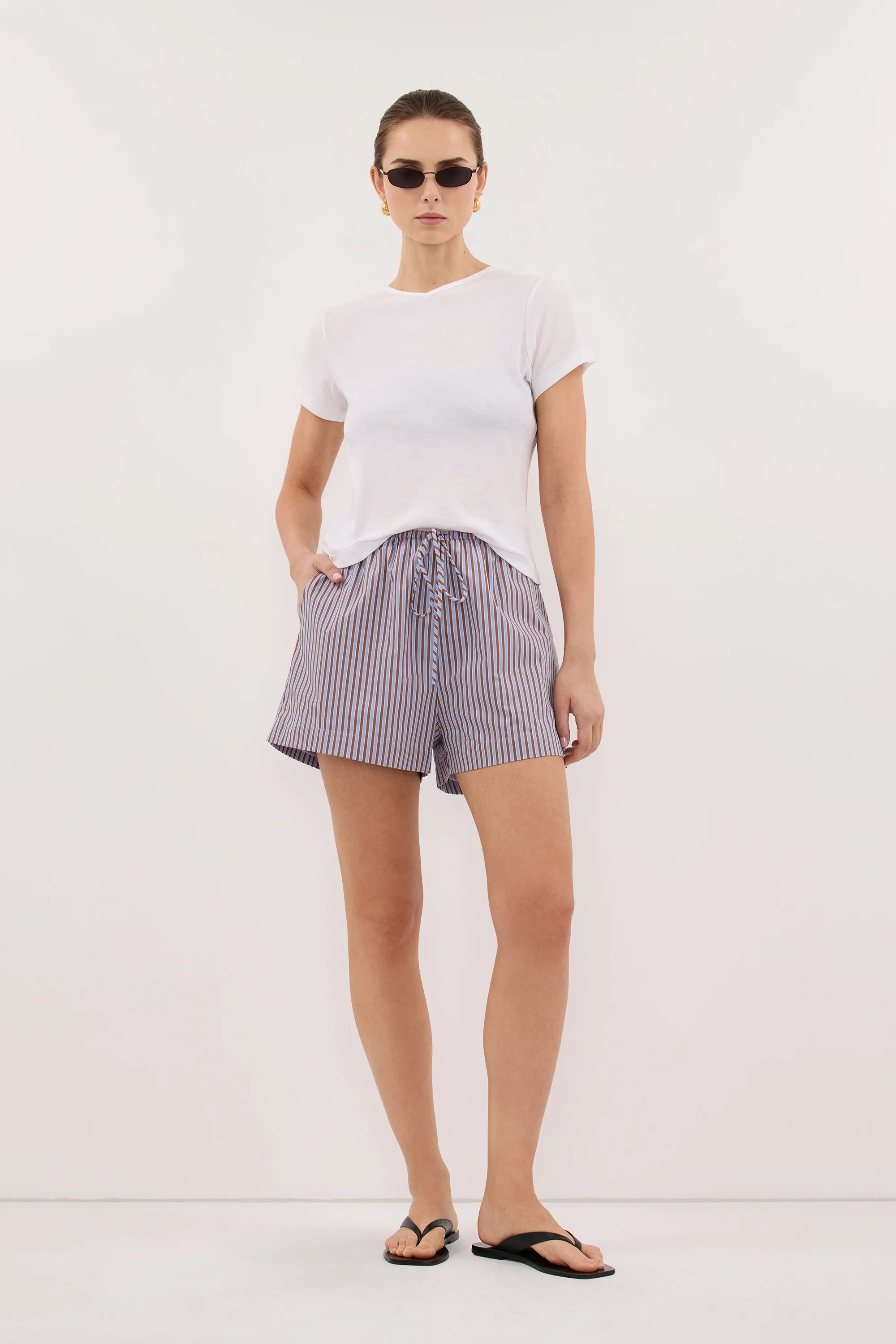 HARRI STRIPE COTTON BLEND SHORTS