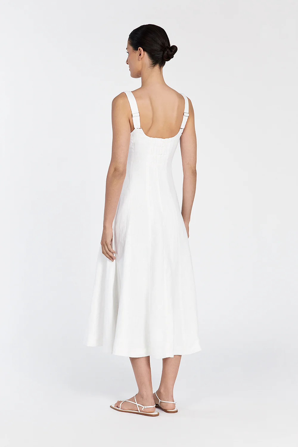 HARRIET WHITE LINEN MIDI DRESS - Image 4