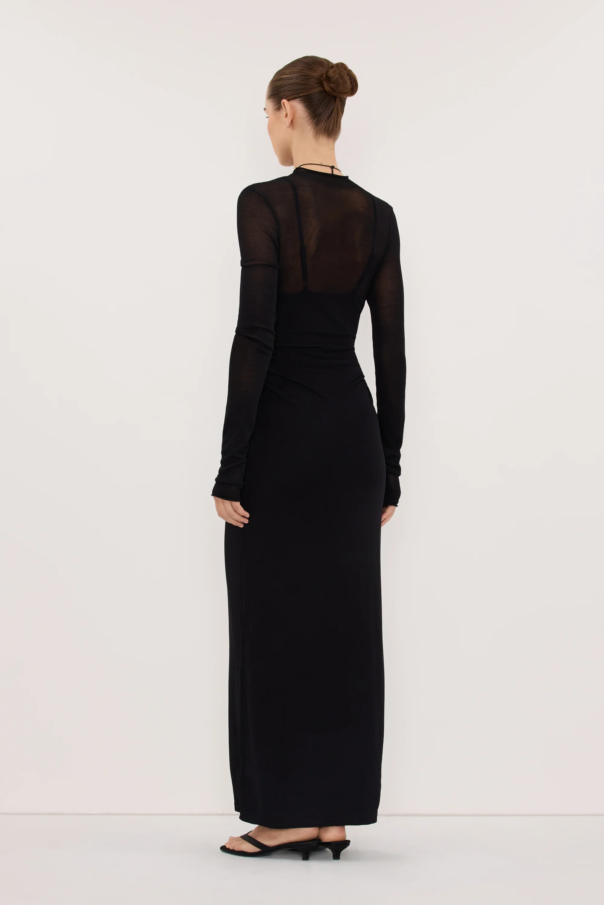 HAZEL BLACK LONG SLEEVE KNIT MIDI DRESS - Image 4