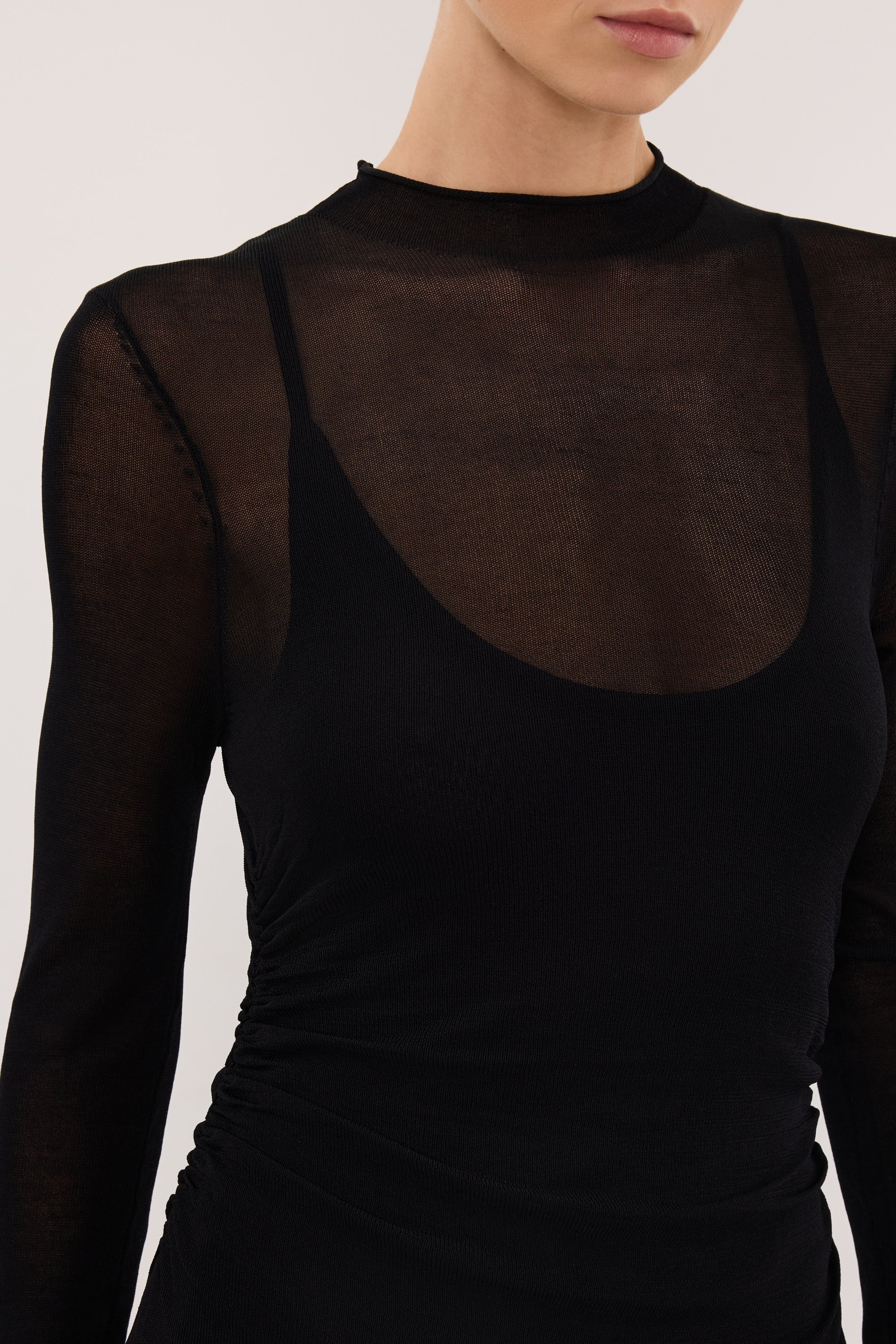 HAZEL BLACK LONG SLEEVE KNIT MIDI DRESS - Image 5
